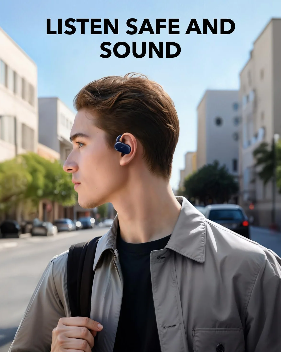soundcore słuchawki otwarte V20i, klips, IP55, LED, 36 godz | regulowane zaczepy na uszy, ultra-komfortowe, wygodne dopasowanie, wyraźne rozmowy, IP55, oświetlenie LED, 36 godz. pracy