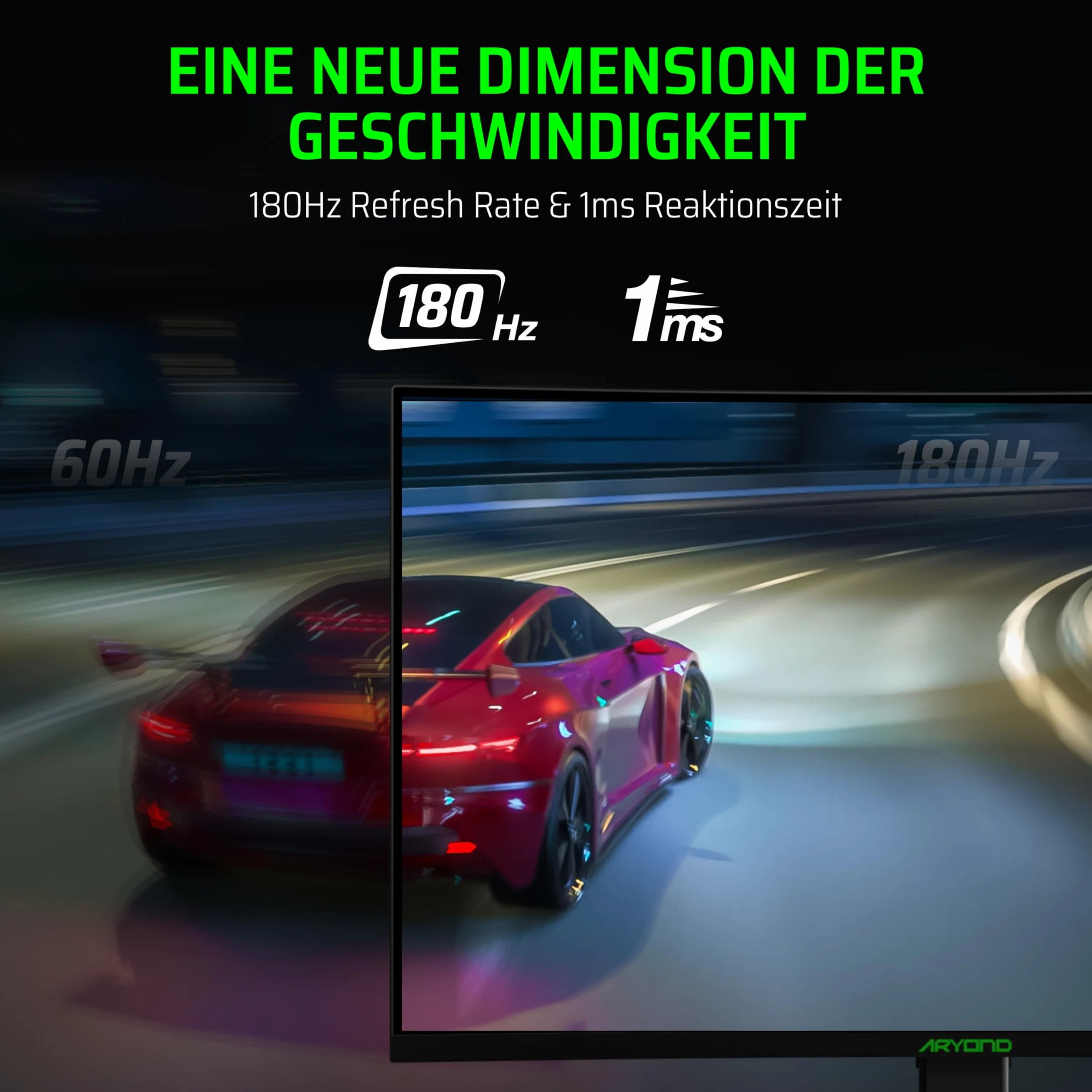 Aryond Zakrzywiony monitor gamingowy A27 V2, zakrzywiony wyświetlacz QHD 27 cali 180 Hz (2560 x 1440), czas reakcji 1 ms, HDR 10, FreeSync, G Sync 119,9%, SRGB, głośniki 2 x Ω8 x 2 W, połączenie HDMI