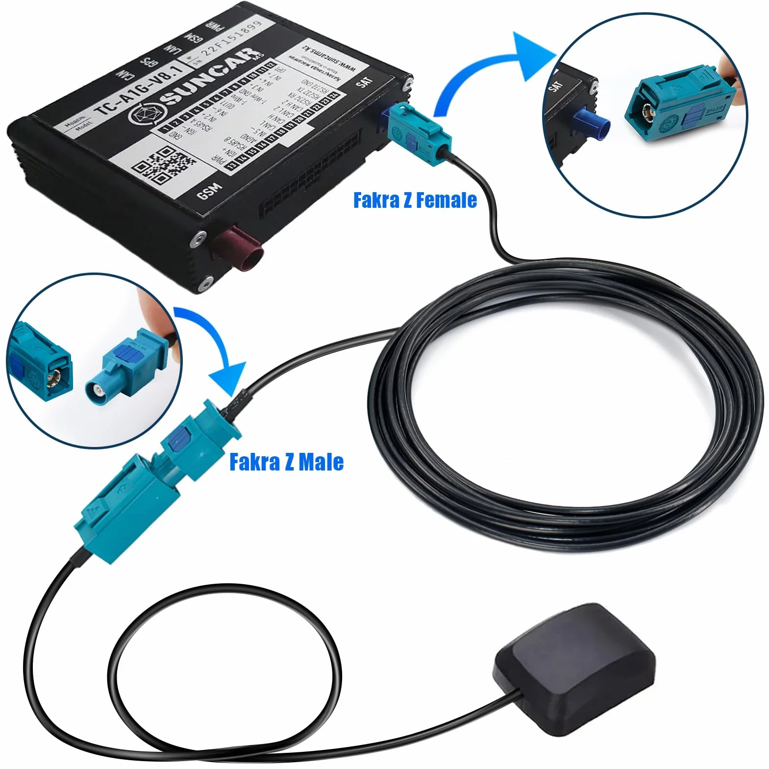 TUOLNK RG174 Fakra Z Kabel Fakra Z Weiblich zu Weiblich RF Koaxialkabel für Auto GPS Navigation GPS Antenne Verlängerungskabel DAB Digital FM AM Radio Sirius XM Satelliten Radio 9.8ft(3M)