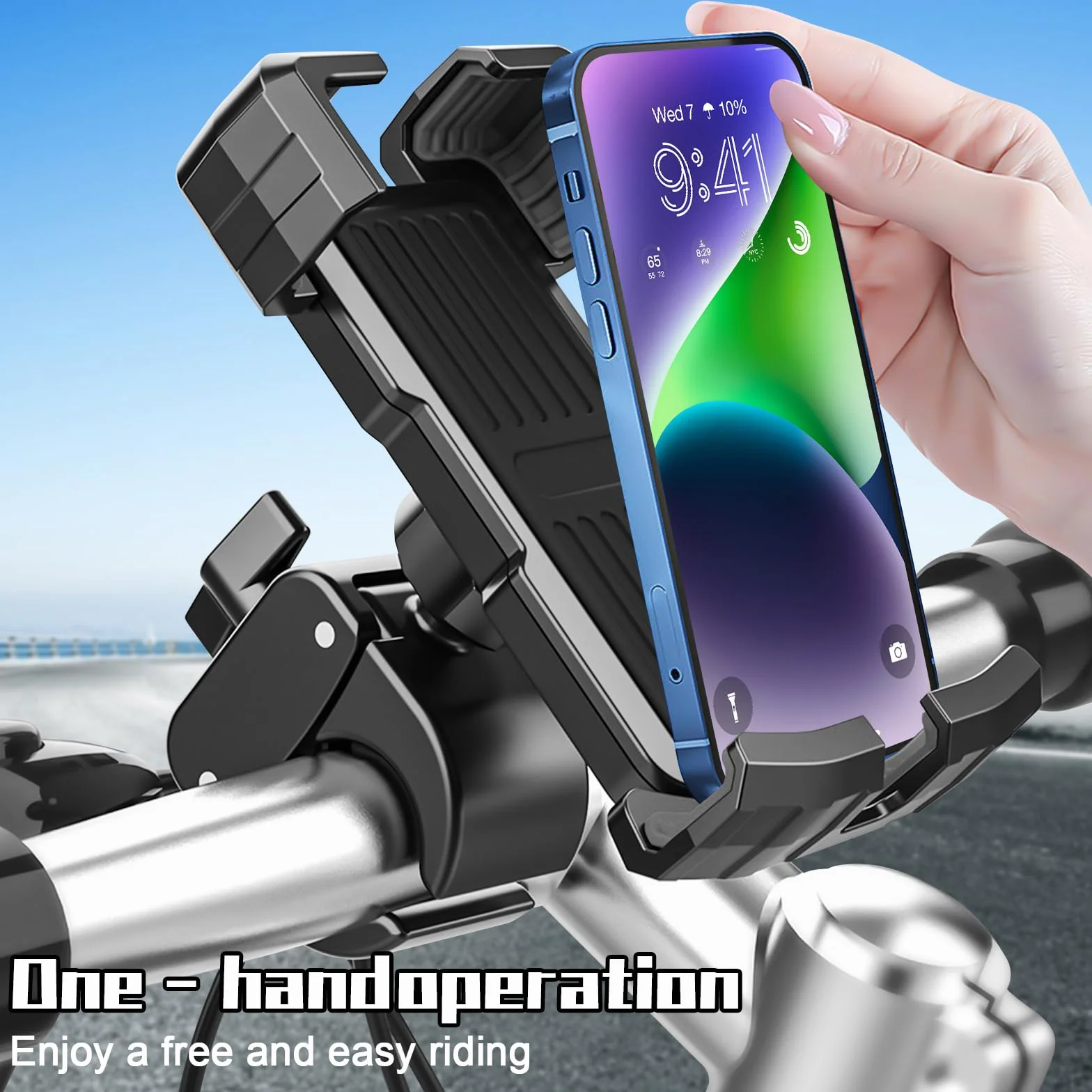 Uniwersalny uchwyt rowerowy na kierownicę 360° obrót [bezpieczny zamek] uchwyt motocyklowy na smartfon do iPhone'a, Samsunga i wszystkich telefonów 4,5-7,0 cala