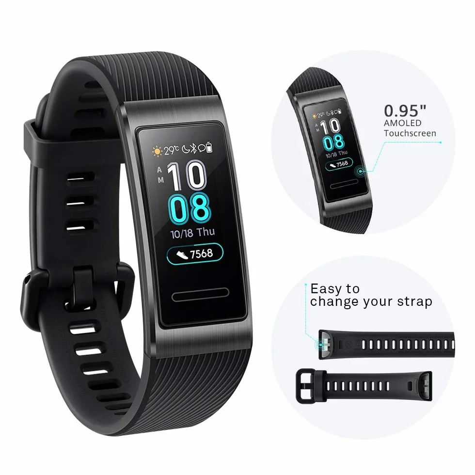 Huawei Band 3 Pro Opaska Sportowa, Czarny, 0,95: