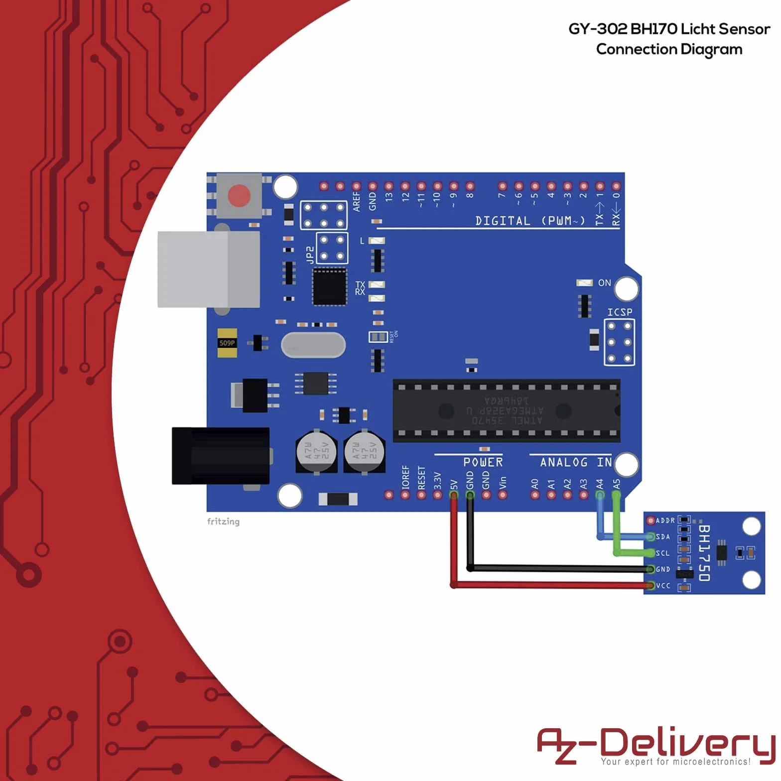 AZDelivery 3 x GY-302 BH1750 Czujnik światła Czujnik jasności kompatybilny z Arduino i Raspberry Pi