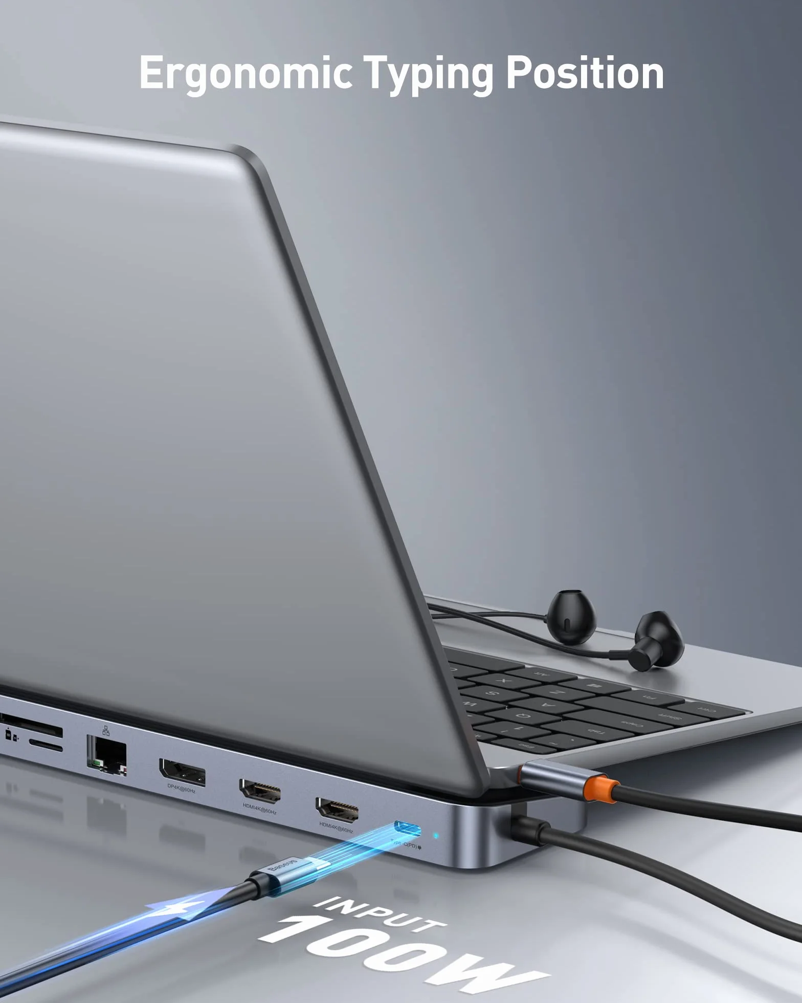 Baseus Stacja dokująca do laptopa Triple Display 12 w 1 z 2 x 4K HDMI, DP, 100 W PD, 3 x USB 3.0, 1 x USB C, Gigabit Ethernet, czytnik kart SD i TF do MacBooków/Dell/HP/Surface/Steam Deck