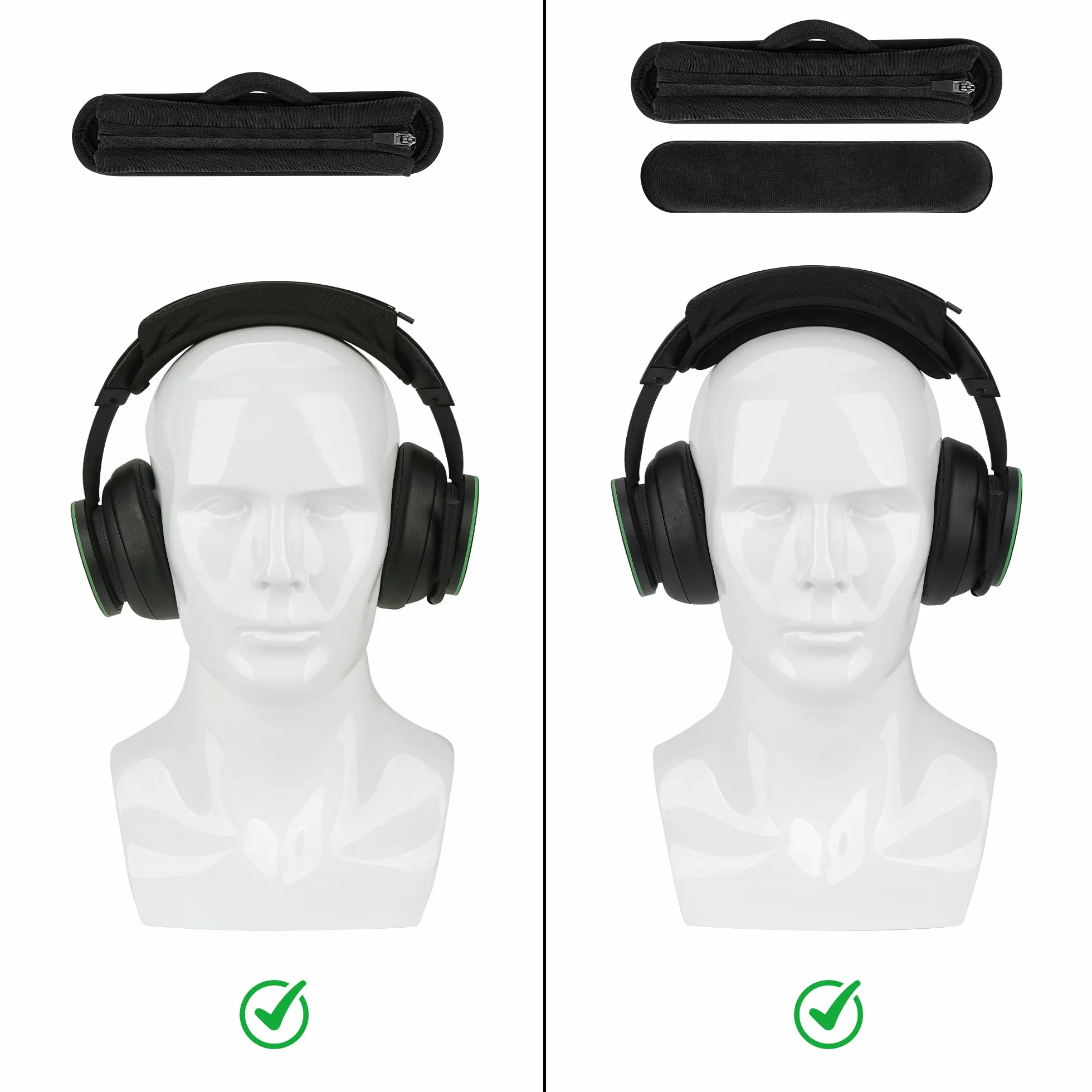 Geekria Średnia chłodząca osłona opaski na głowę z żelem + zestaw podkładek Hook and Loop kompatybilna z HyperX Turtle Beach Razer SteelSeries Logitech Corsair