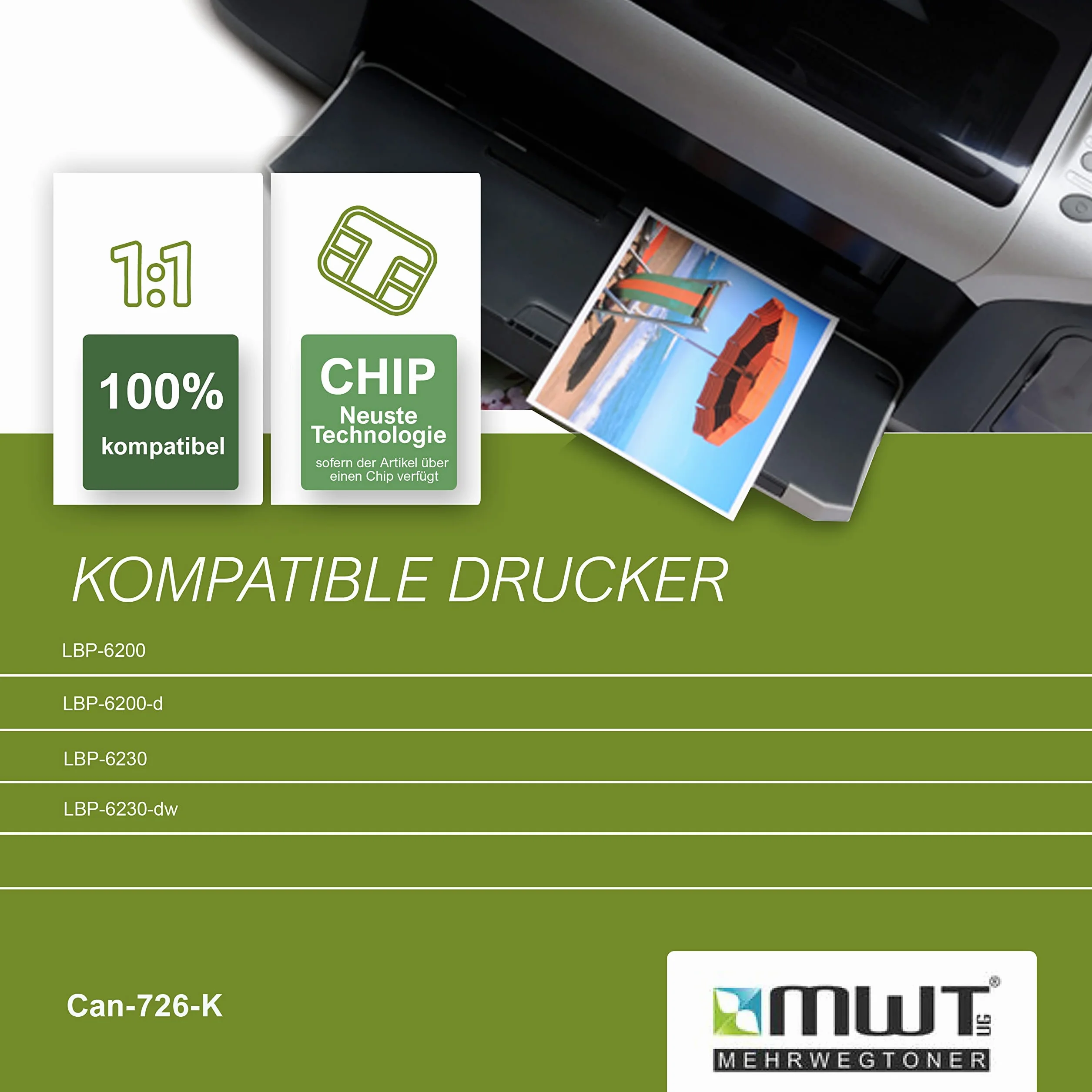 Mehrwegtoner Toner 10x toner kompatybilny jako zamiennik do Canon I-Sensys LBP6200 LBP6230 zastępuje 3483B002 726
