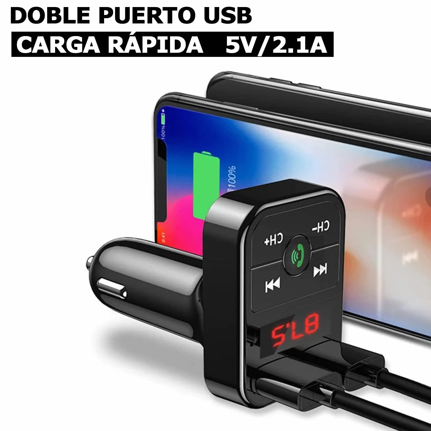 NK Bluetooth FM Transmitter Car Truck 12/24V zestaw głośnomówiący Bluetooth V5.0 EDR odbiornik FM adapter radiowy USB szybkie ładowanie 2.1A