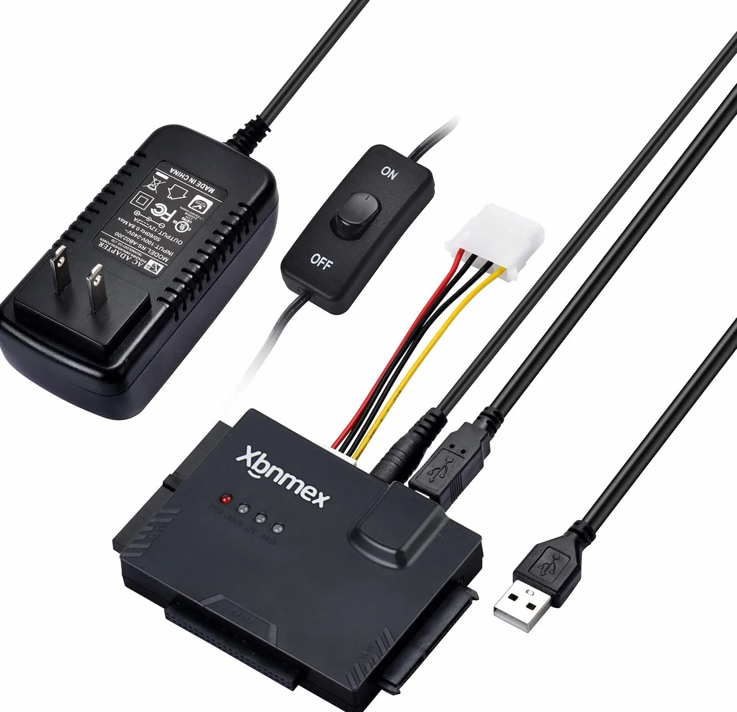 Kabel IDE SATA do USB 3.0 IDE SATA PATA USB 3.0 dysk twardy do dysku twardego 2,5" 3,5" HDD z zewnętrznym zasilaczem AC 12 V 2 A (czarny)