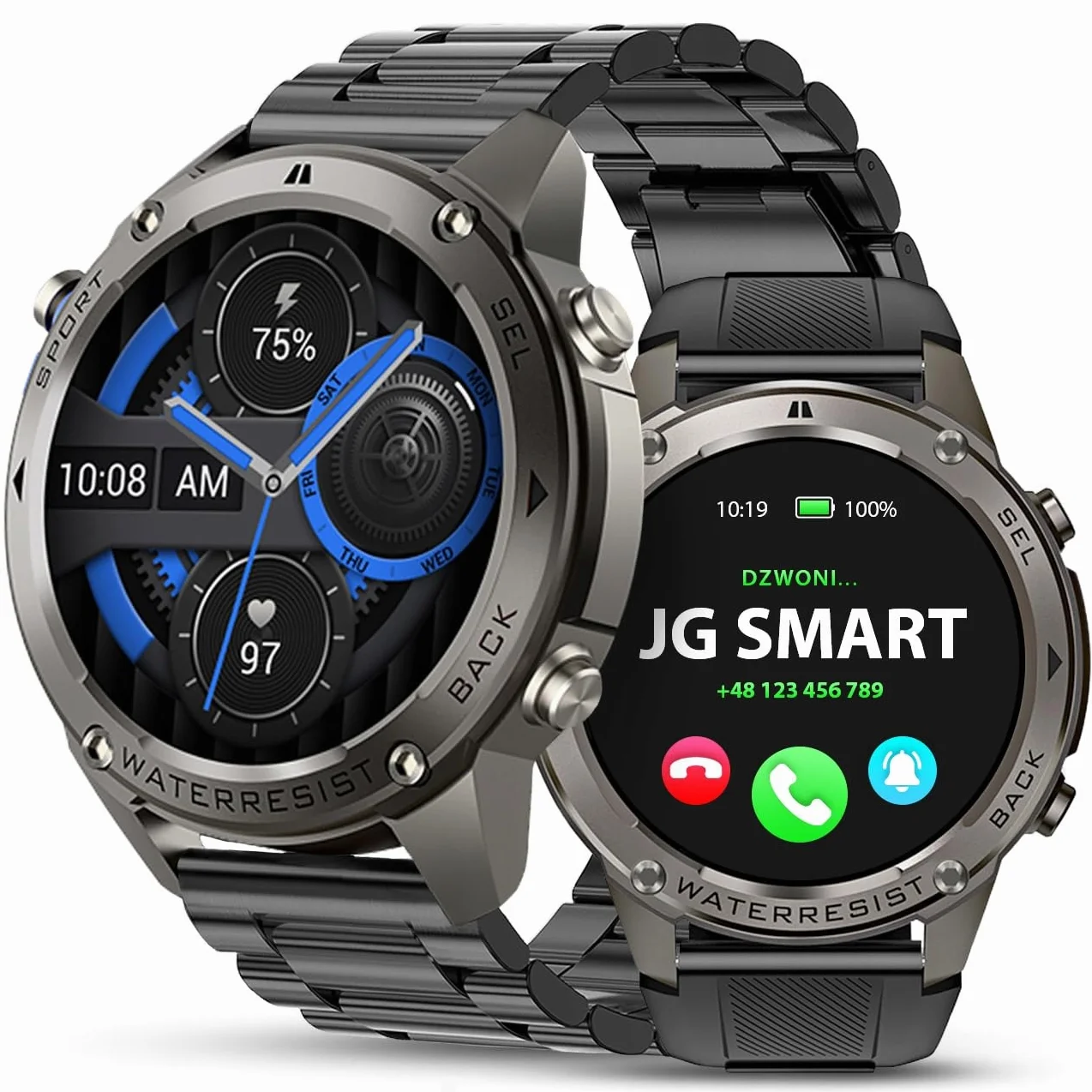 SMARTWATCH MĘSKI GPS WODOODPORNY IP69 MENU PL SPORT ROZMOWY SMART WATCH PL