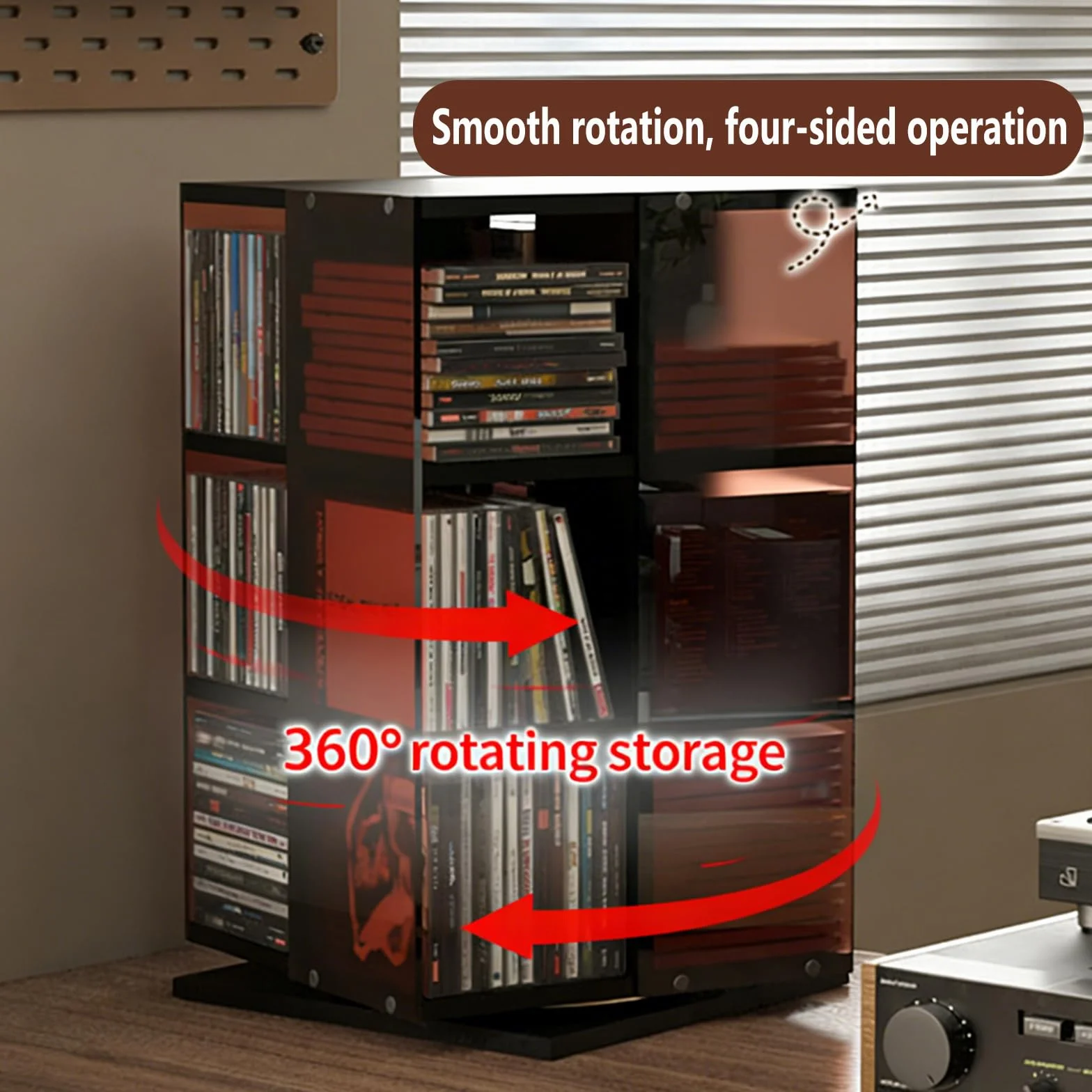 Obrotowy stojak do przechowywania płyt CD, wielowarstwowe przechowywanie płyt winylowych, akrylowy stojak na albumy, pojemność 120 płyt CD, do albumów domowych i biurowych