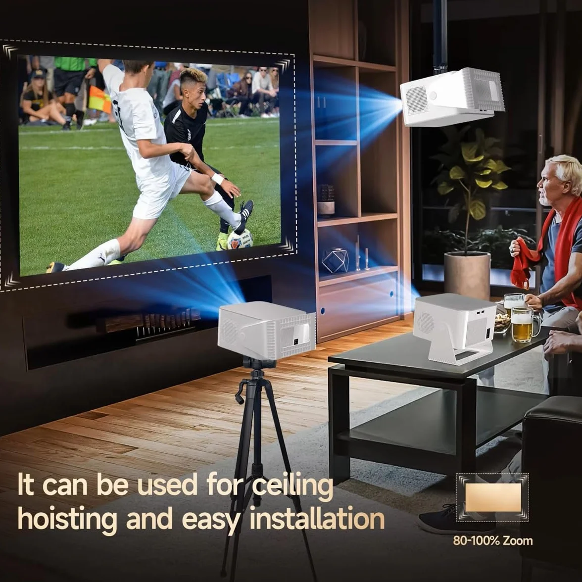 Projektor 900ANSI Android 14 z automatycznym ustawianiem ostrości, obsługa 8K Native 1080P, Wifi6, BT5.4, 16G, Allwinner H726 przenośny HY350Max