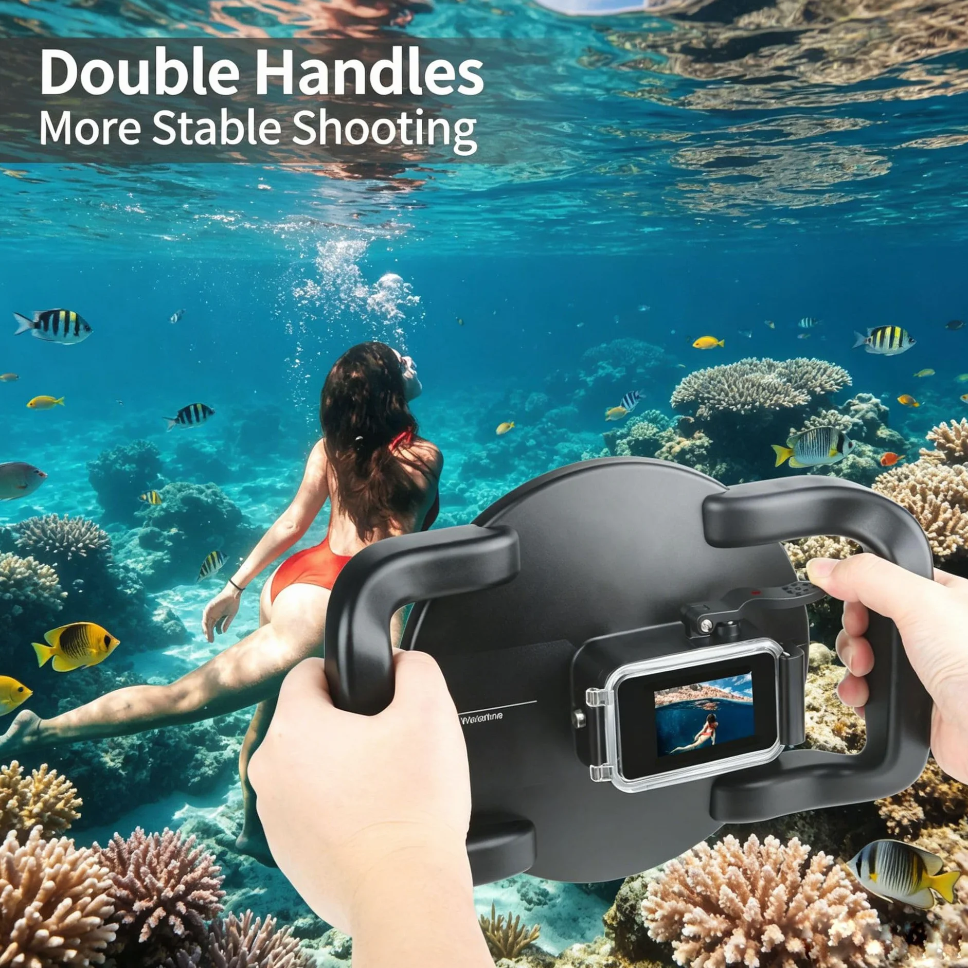 Podwójny uchwyt stabilizatora Grip Dome Port do aparatu DJI OSMO Action 4/5 Pro/6, podwodny port kopułkowy, wygodna obsługa, wodoodporny do 30 m