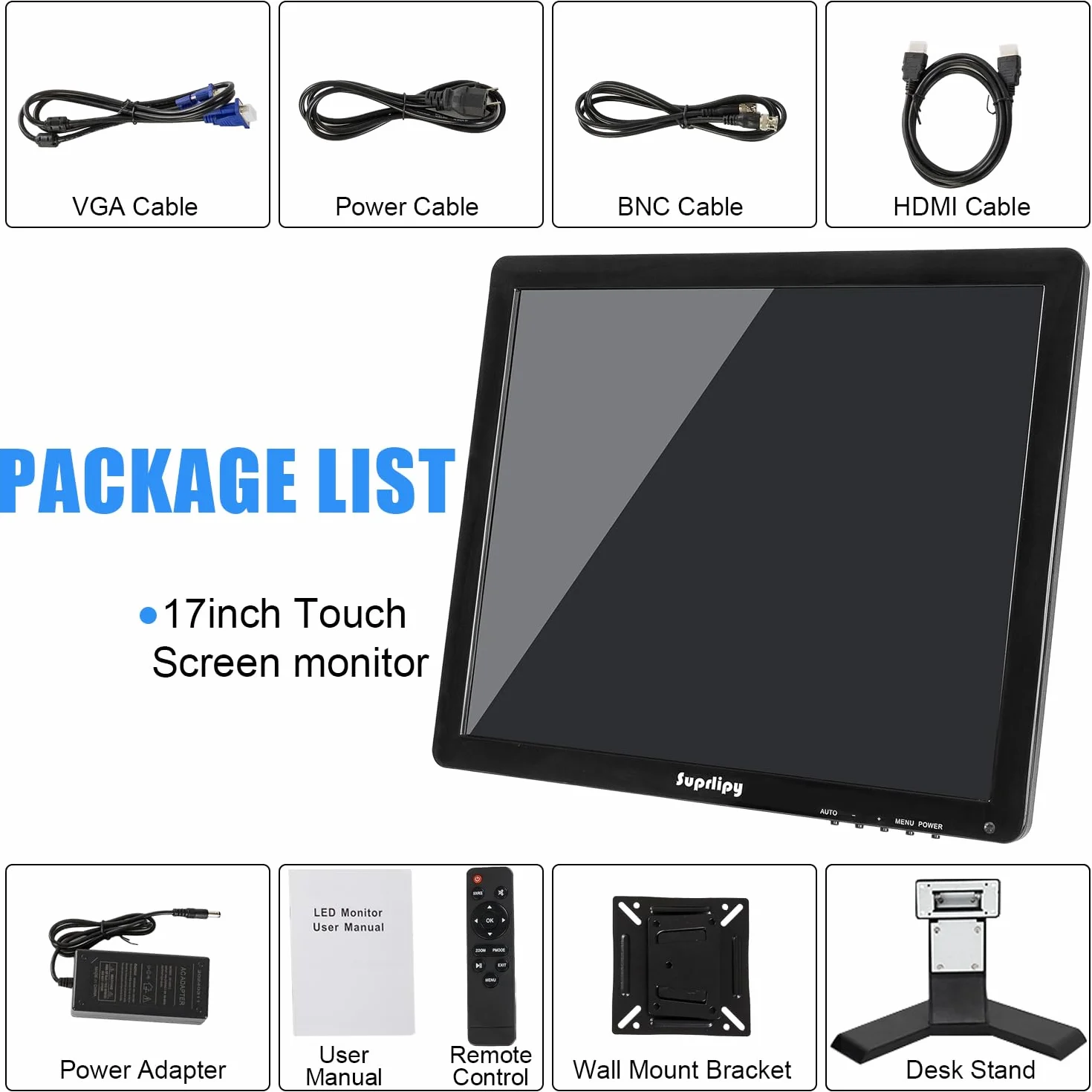 43,2 cm (17 cali) ekran dotykowy, 1280 x 1024, obsługuje HDMI, VGA, AV, USB, BNC, 10 pojemnościowych monitorów TFT LED do komputerów PC, laptopów, Xbox, PS5, PS4, przełączników, systemów POS,