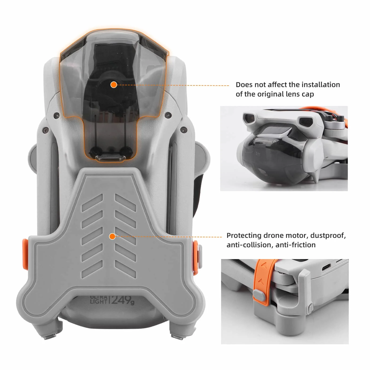 HeiyRC Mini 3 / Mini 3 Pro uchwyt śmigła, stabilizator osłony paska do DJI Mini 3 Series RC Drone akcesoria (pomarańczowy)