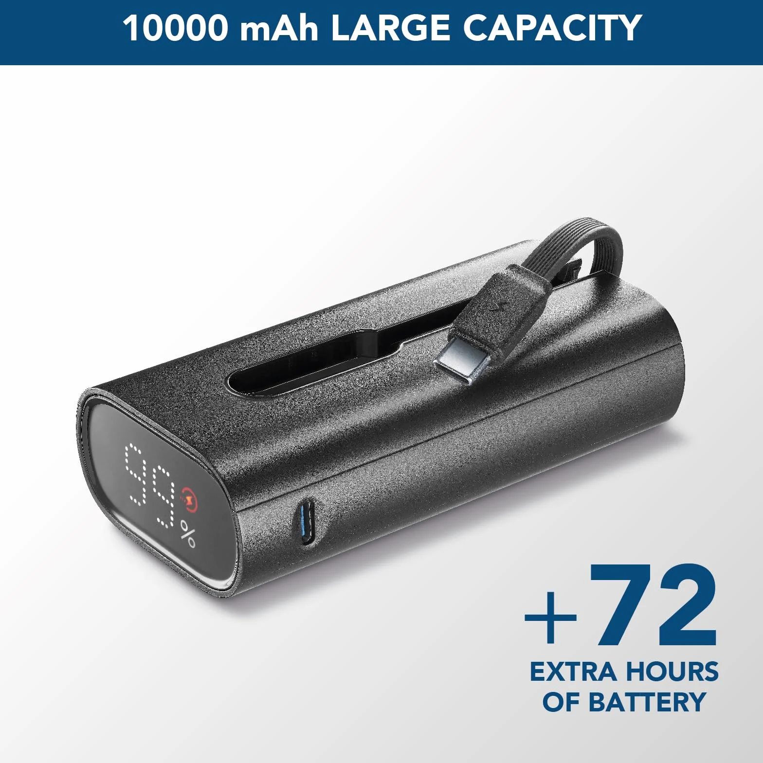 Cellularline Lin-C - Powerbank 10000 mAh - wbudowany kabel USB-C - USB-C port IN/OUT 20 W PD - czarny