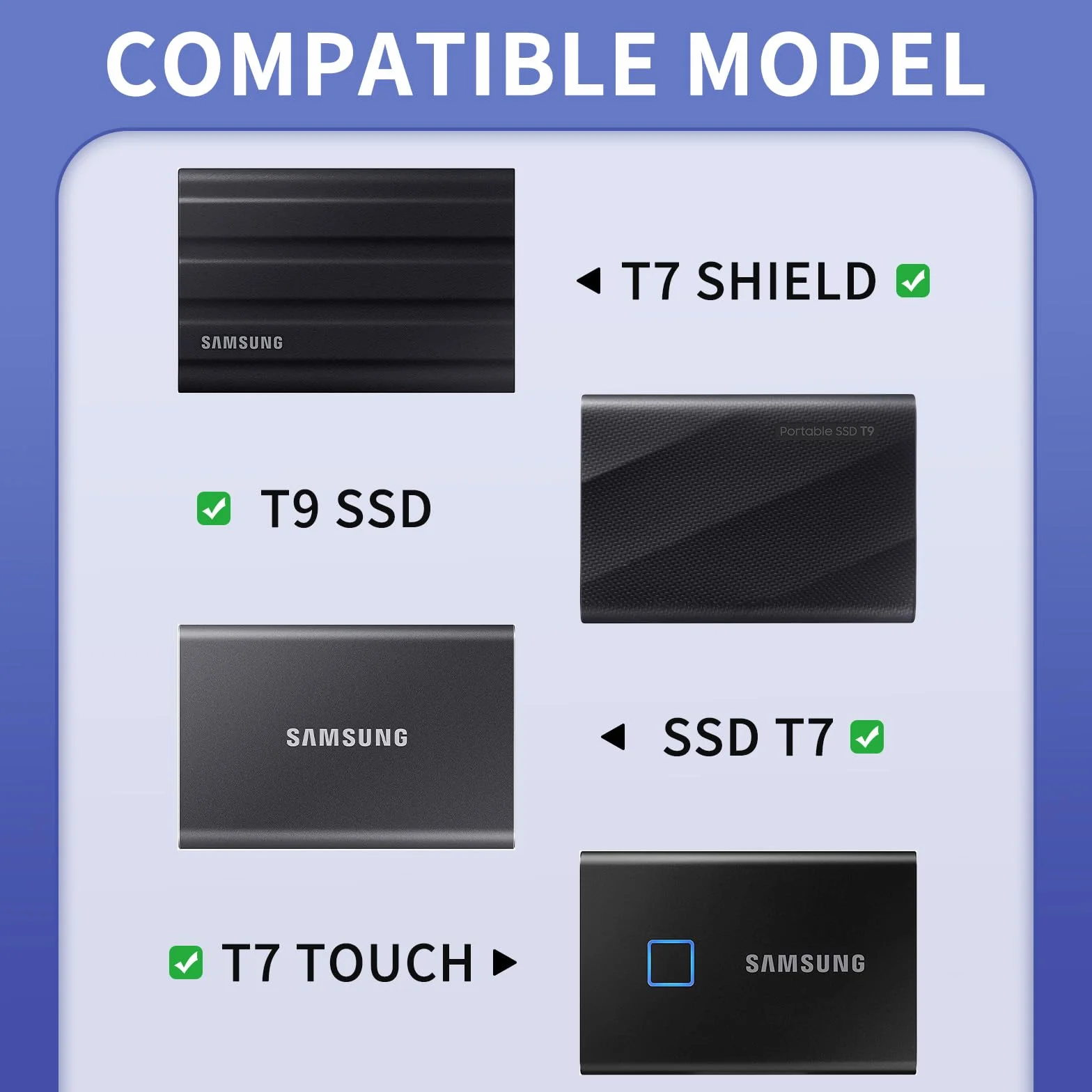 Pokrowiec na dysk twardy Samsung T7 Shield/T9/T7/T7 Touch Portable SSD, odporny na uderzenia