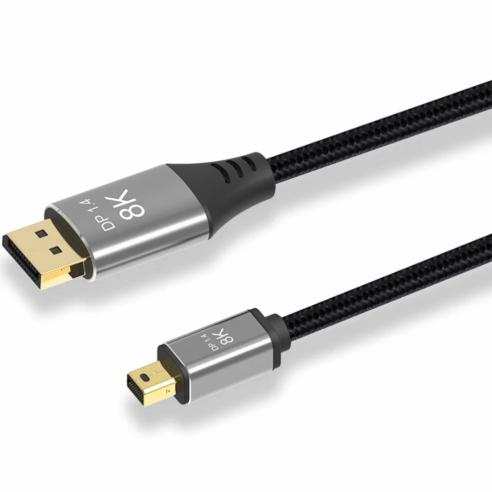 YIWENTEC Kabel Mini DP do DisplayPort 2 m, 8K (7680X4320) przy 60Hz 4K przy 144Hz DisplayPort 1.4 dwukierunkowa transmisja DisplayPort na Mini DisplayPort 8K (2 m)