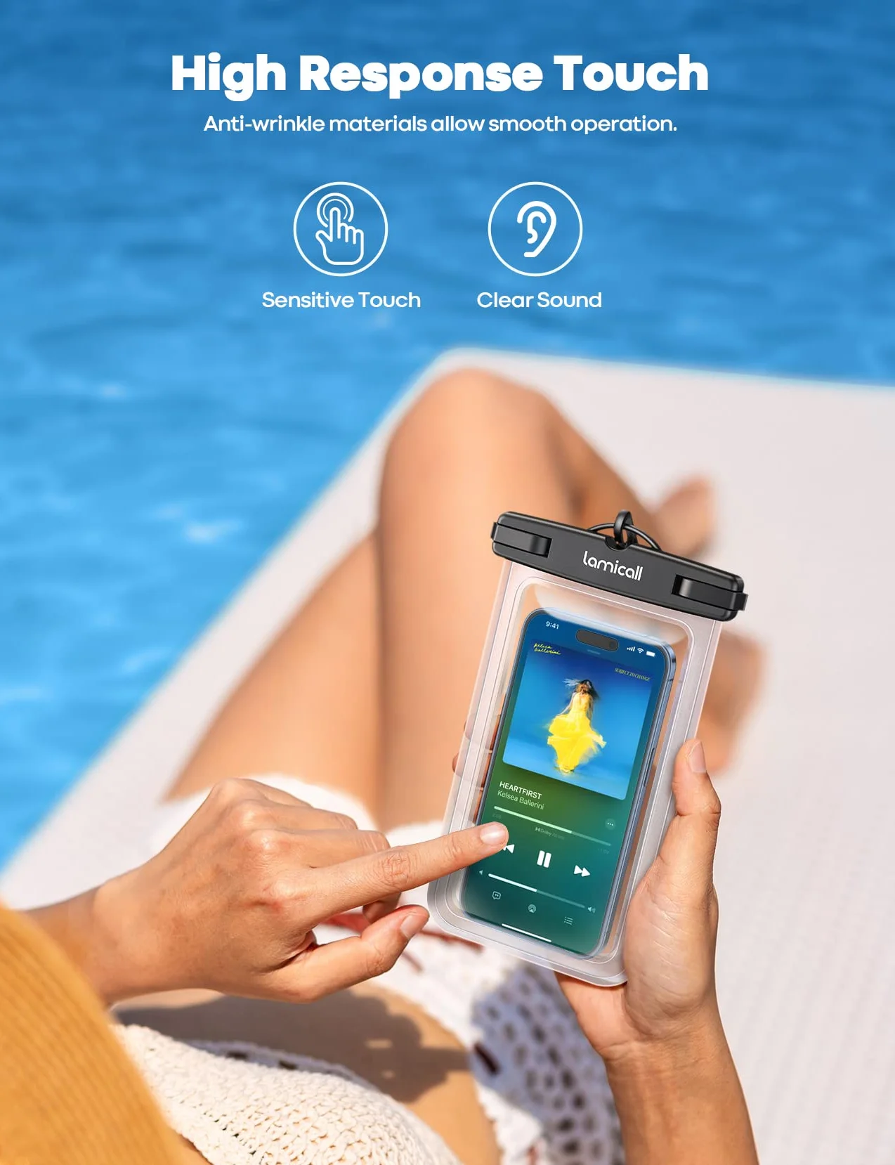 Lamicall Wodoodporne etui na telefon – wodoodporne etui na telefon IPX8 z klipsem do iPhone'a 17 16 15 14 13 12 Pro Max Plus Air Mini, Samsung S23 do 7 cali - przezroczyste