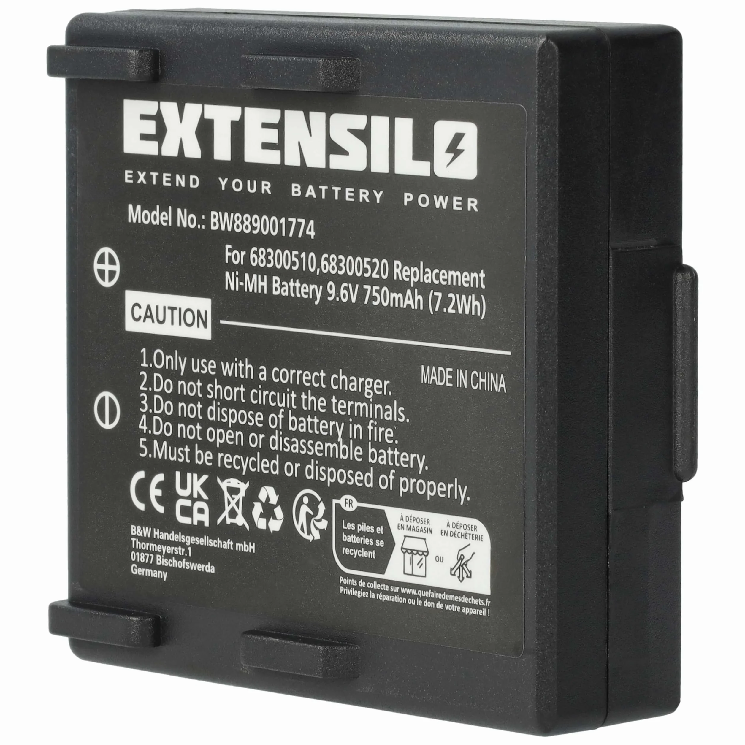 5 x bateria zastępuje Potain 68300520 do sterowania radiowego, pilota zdalnego sterowania (750 mAh, 9,6 V, NiMH) - czarny