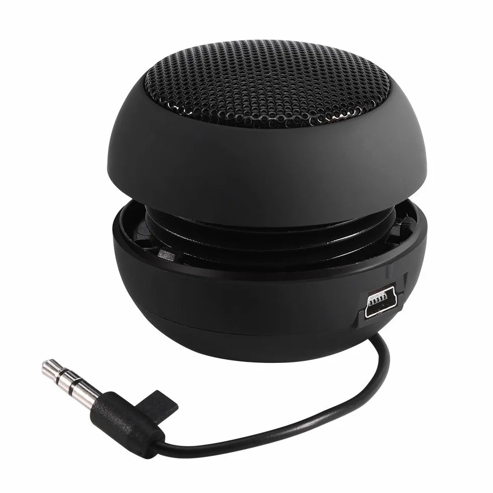 Przenośny głośnik komputerowy mini z kablem audio 3,5 mm USB czarny