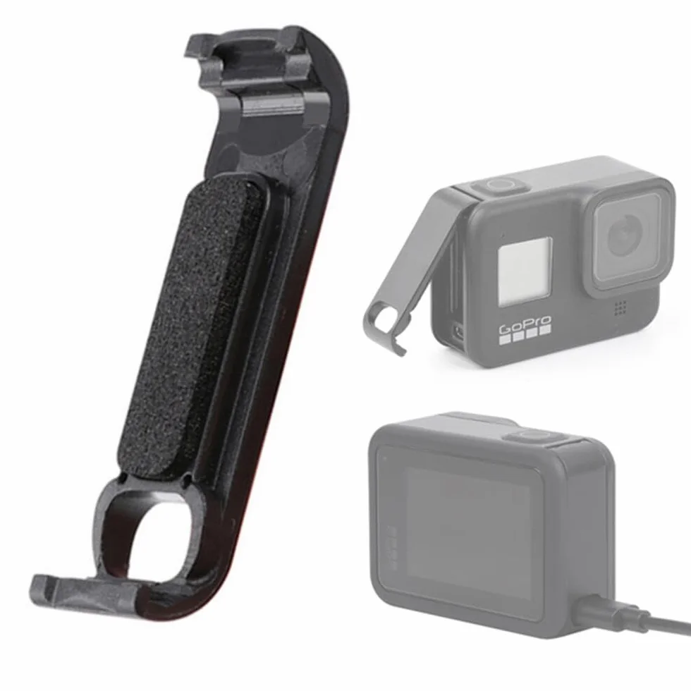 Zapasowa pokrywa baterii do drzwi bocznych do Gopro Hero 8, osłona baterii przelotowej z portem ładowania typu C, część naprawcza, akcesoria do aparatu odpowiednie do Gopro Hero 8, czarna