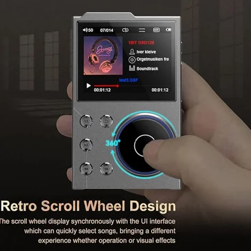 Odtwarzacz HiFi MP3 z Bluetooth, Bezstratny Cyfrowy Odtwarzacz Muzyki Audio DSD o Wysokiej Rozdzielczości, Przenośny Odtwarzacz Audio z kartą Pamięci 16 GB, Obsługa do 256 GB