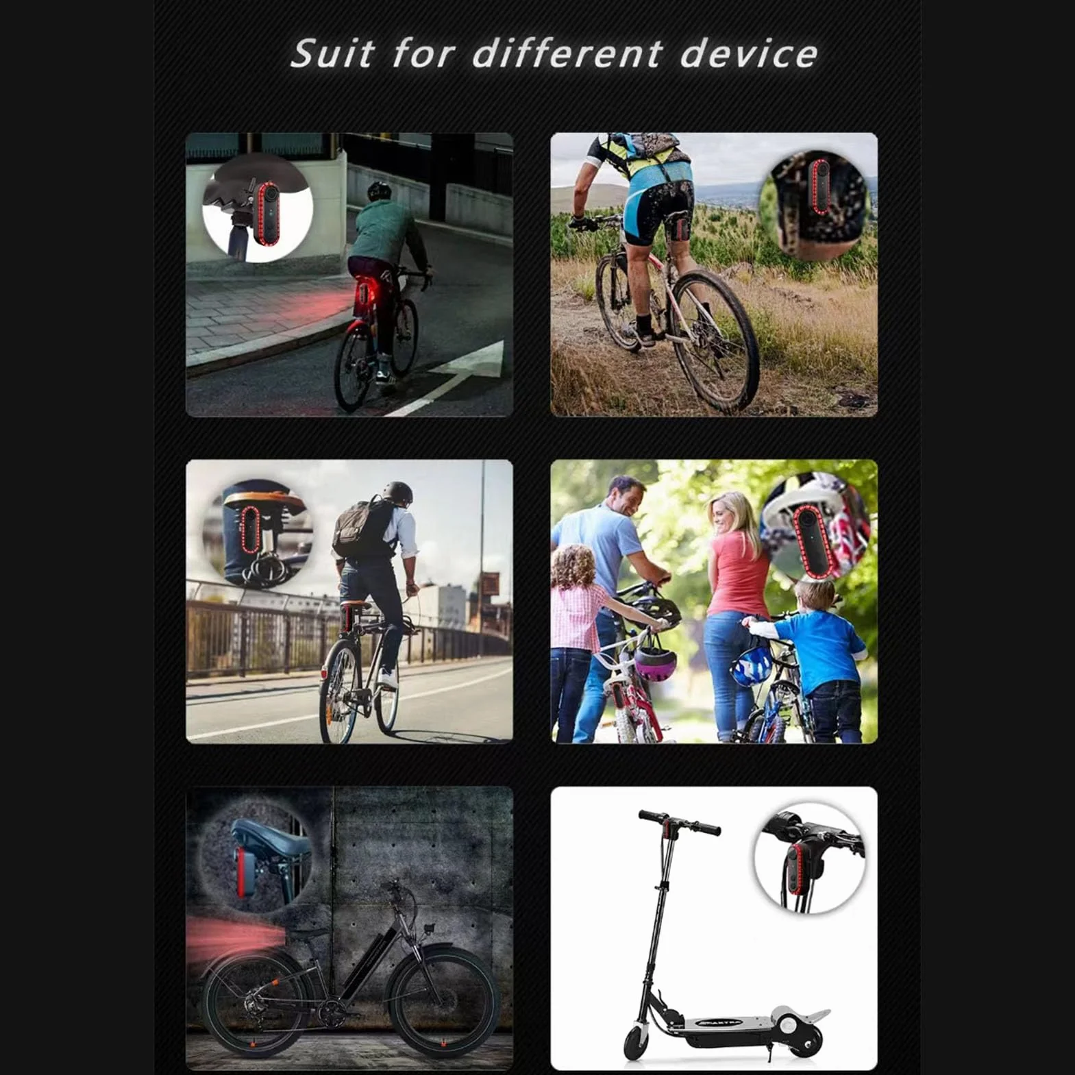 Kamera Tylna Roweru 1080p z światłem Ogonowym, 150 -stopniowe Kąt Rowerowy Aparat Sportowy, IPX6 Water Proof 3500 MAh (64GB)
