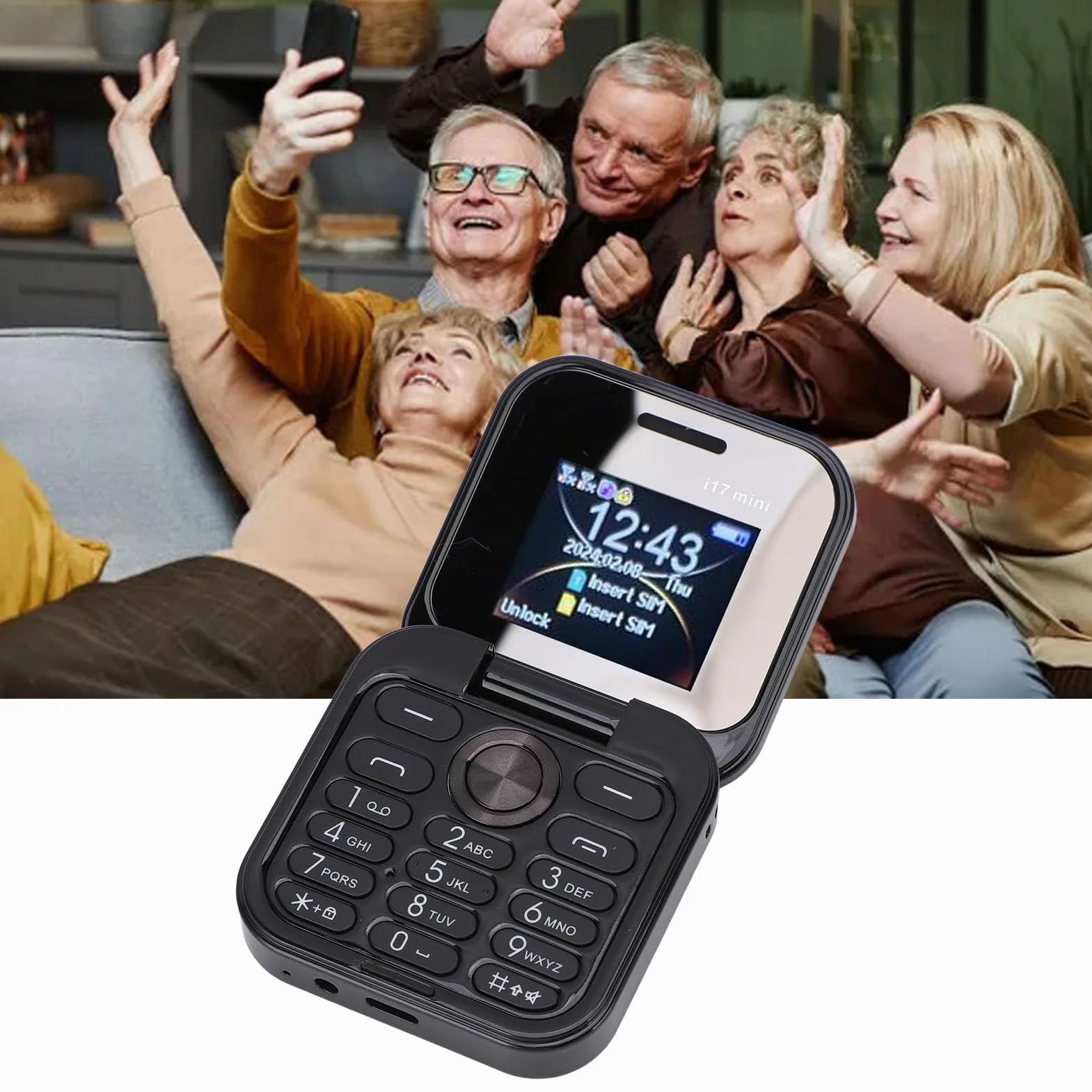 Zunate Odblokowany telefon komórkowy z klapką dla seniorów, podstawowy 2G, łatwy w użyciu, najmniejszy telefon komórkowy z dużymi przyciskami, radio FM, latarka LED, podwójna karta SIM Nano