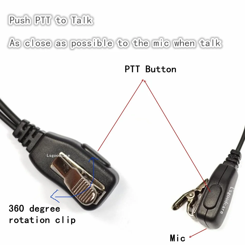 Lsgoodcare Zaawansowany zestaw słuchawkowy policyjny w kształcie litery G mikrofon PTT kompatybilny z 2-pinowym Motorola Radio CP040 CP200 XTNi DTR VL50-10 szt