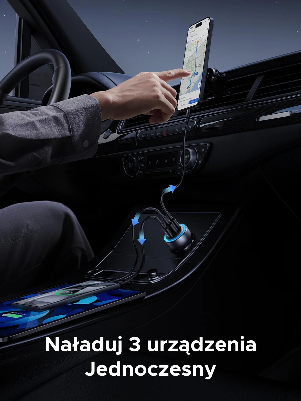 UGREEN 3-portowa zapalniczka samochodowa USB C PD30W ładowarka samochodowa 12V ładowarka samochodowa USB C akcesoria samochodowe kompatybilne z iPhone 17/17 Pro/17 Pro Max/16/15, ipad, S25, GPS itp