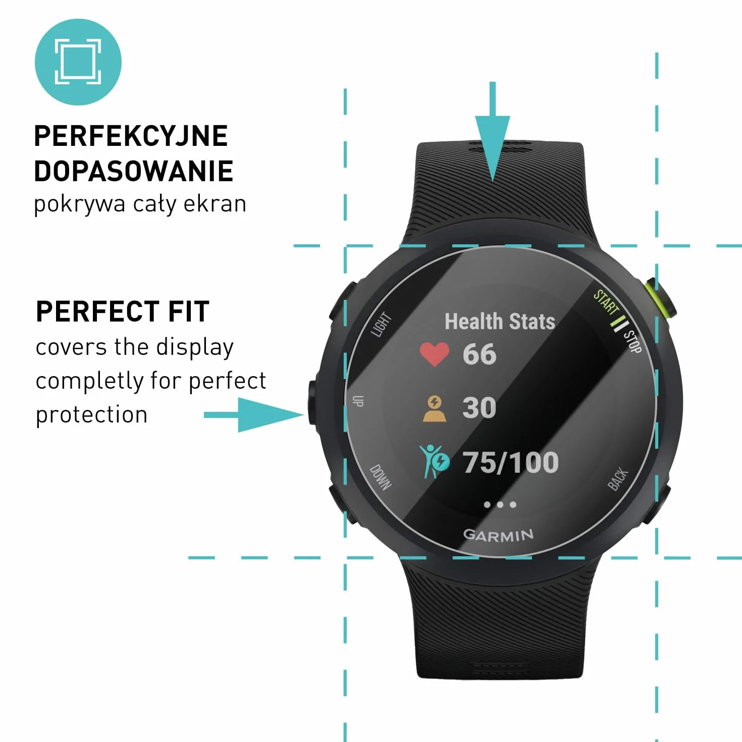 smartect Szkło Hartowane [3 Sztuki, Clear] dla Garmin Forerunner 45 / 45s / 55, Szklana Ochrona Ekranu 9H, Ochraniacz Ekranu bez Pęcherzyków, Bez Odcisków palców