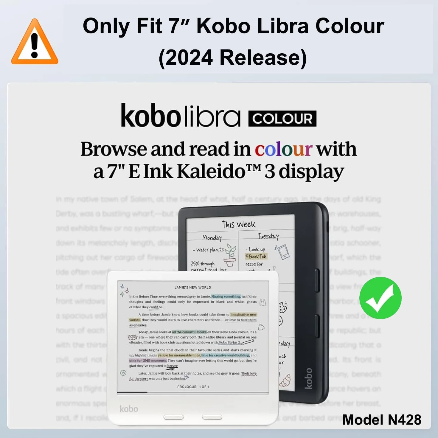 Tenano Przezroczyste Etui do Kobo Libra Colour (Model: N428) 2024 i Tolino Vision Colour – Lekka, Zadrapanioodporna Silikonowa Obudowa