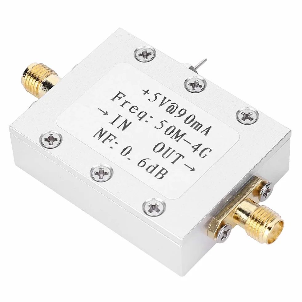 Wzmacniacz o niskim poziomie szumów, 1 PC wzmacniacz o niskim poziomie szumów będzie odzwierciedlać wysokie wzmocnienie Lna 50 M-4 GHz Pasmo przenoszenia nf = 0,6 DB RF FM HF HF VHF / UHF Ham radio -110dbm