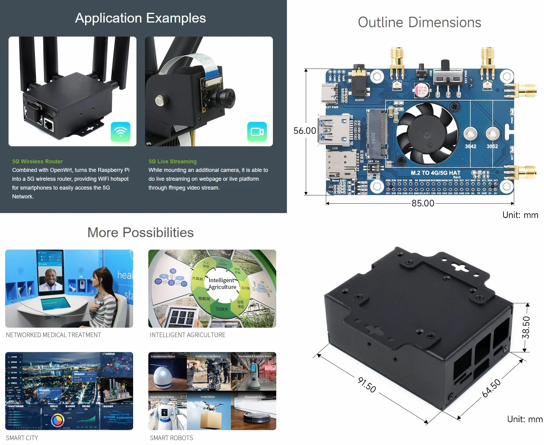 Waveshare Quectel RM500U-CNV 5G Sub-6 GHz Module, M.2 Form Factor,Industrial-Grade Modules for Industrial,IoT/EMBB and Commercial Applications Support 5G/4G/3G