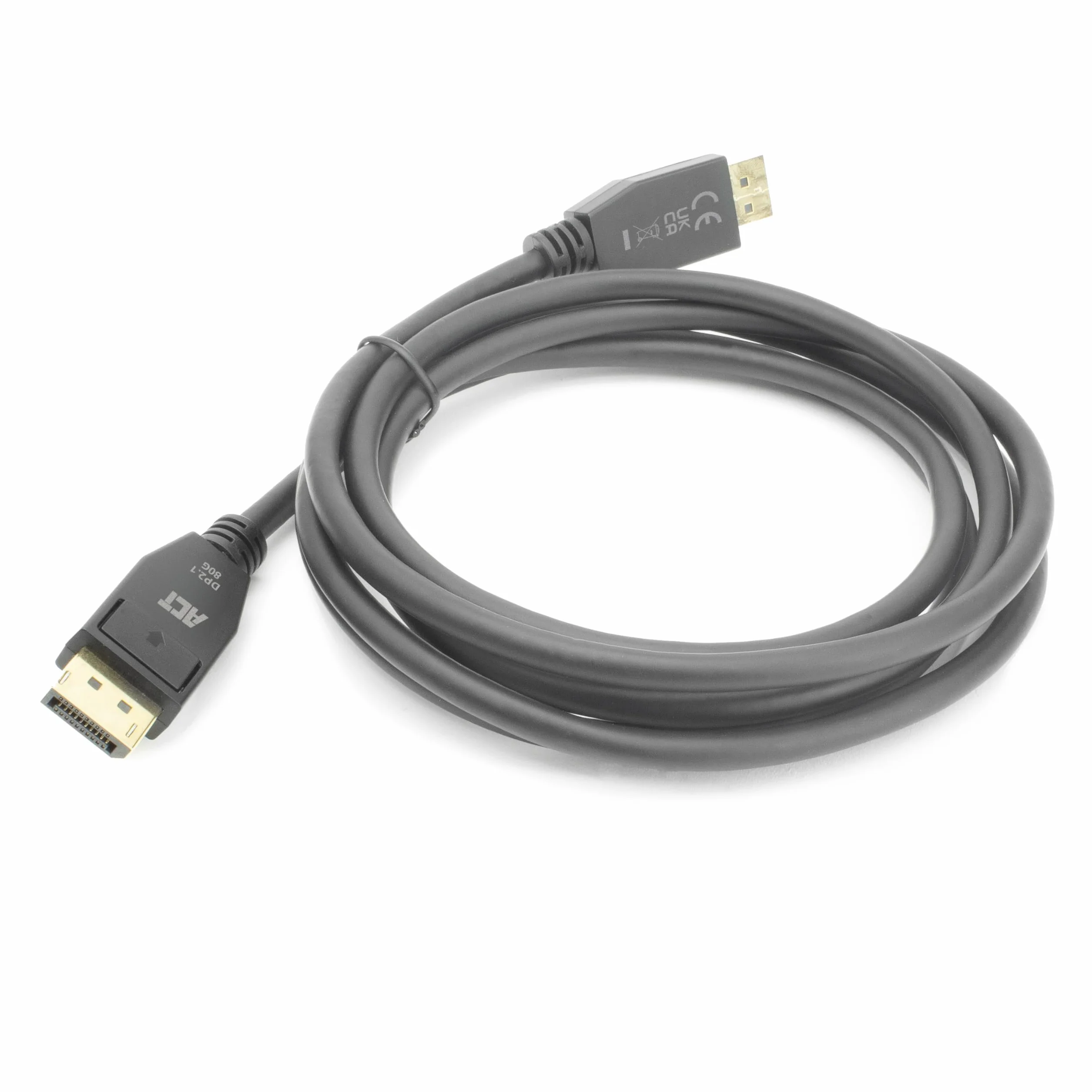 ACT DisplayPort 2.1 kabel, 1 m, UHBR20 80 Gb/s, obsługuje 10K @ 30 Hz/8K 60 Hz/4K 240 Hz, czarny - AK4081