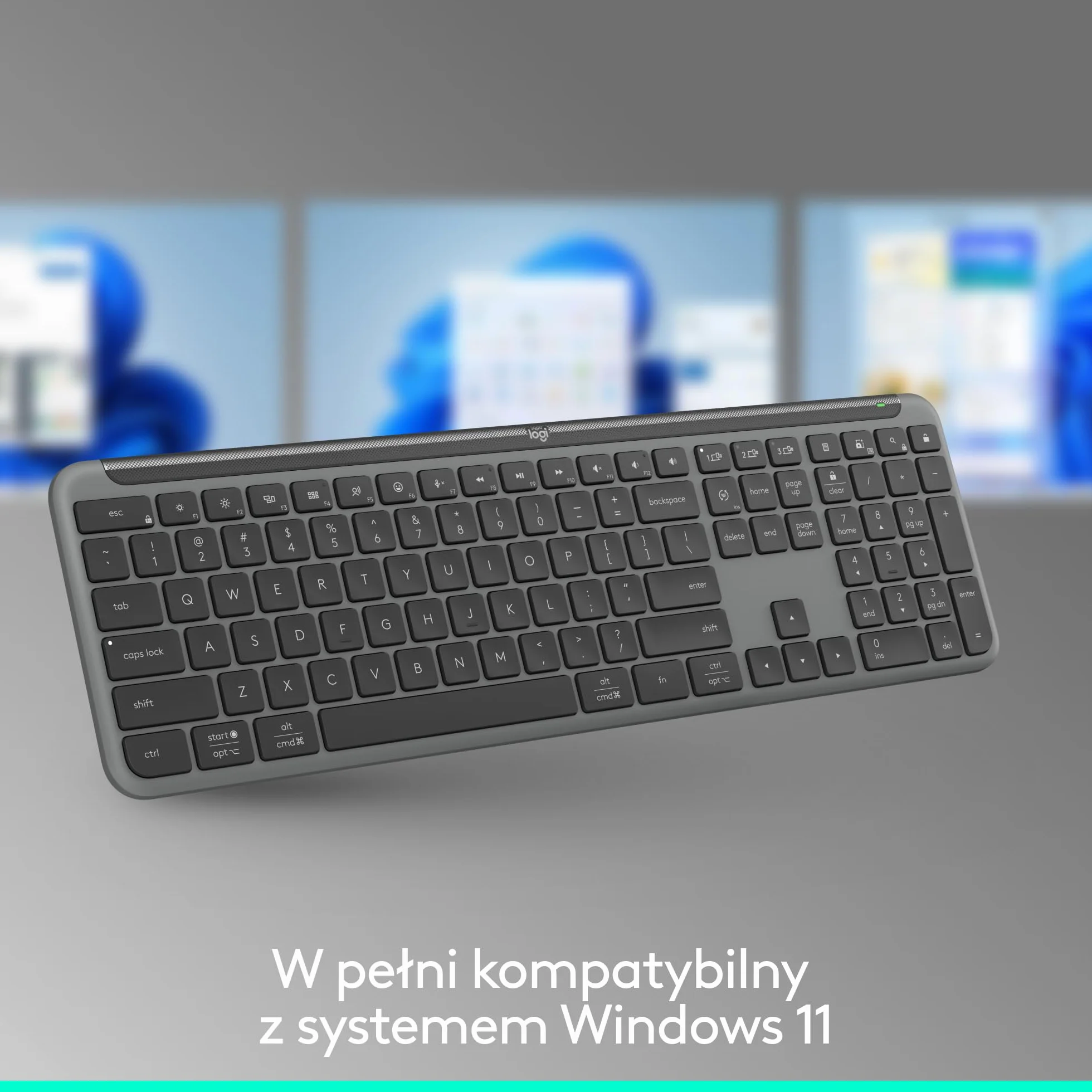 Logitech MK950 Signature Slim, zestaw bezprzewodowej klawiatury i myszy, elegancki design, ciche pisanie, przełączanie między 3 urządzeniami, Bluetooth, wiele OS, Windows, Mac, QWERTY US INT'L, Grafit