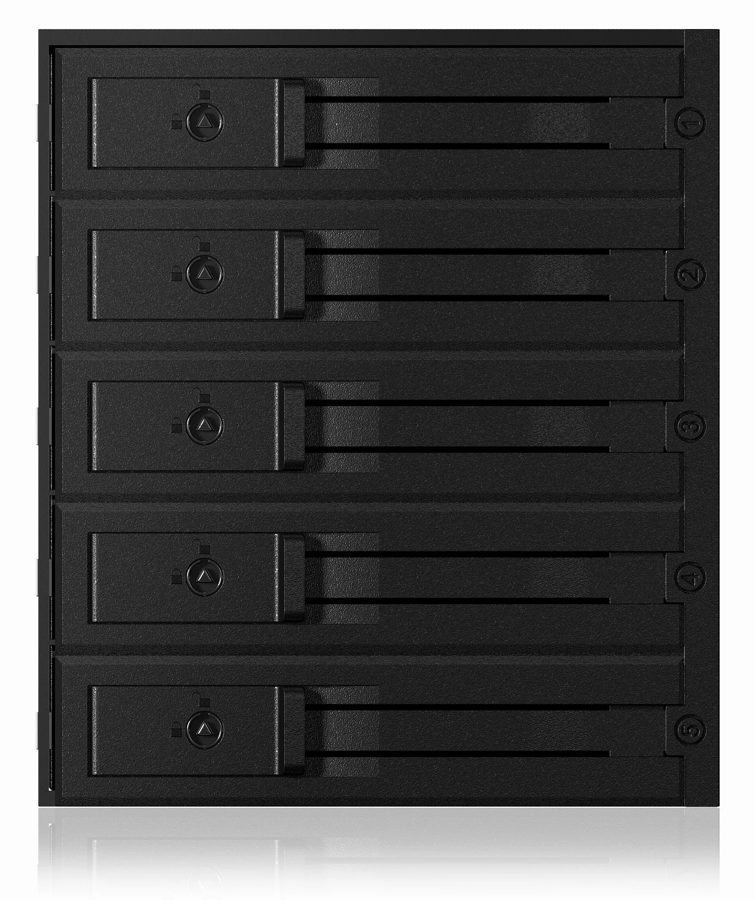 ICY BOX Wyjmowana obudowa płyty montażowej do HDD, 5 x 3,5 cala w stojaku 7,6 x 13,3 cm, SATA III, wentylator, IB-565SSK
