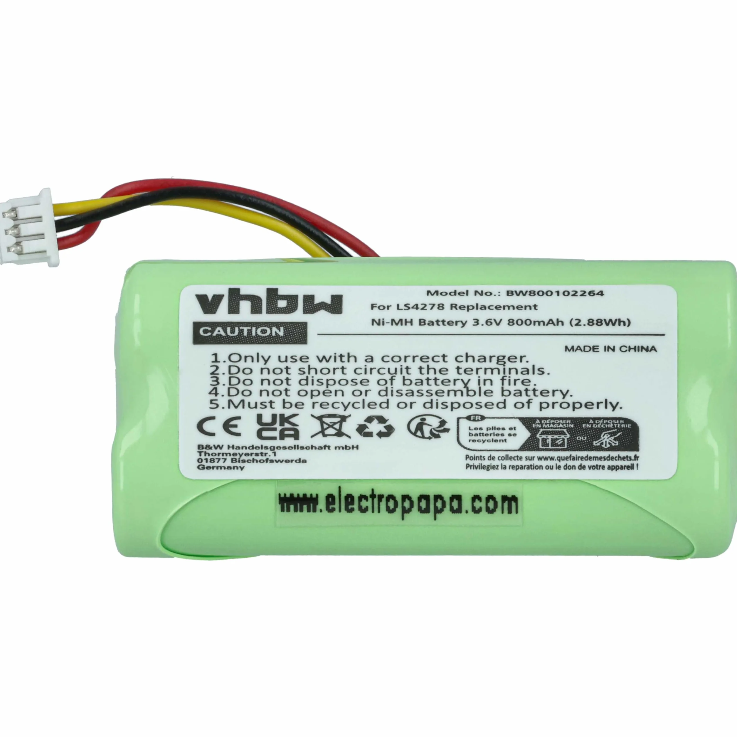 vhbw Bateria NI-MH 800 mAh 3,6 V do skanera kodów kreskowych Symbol LS4278