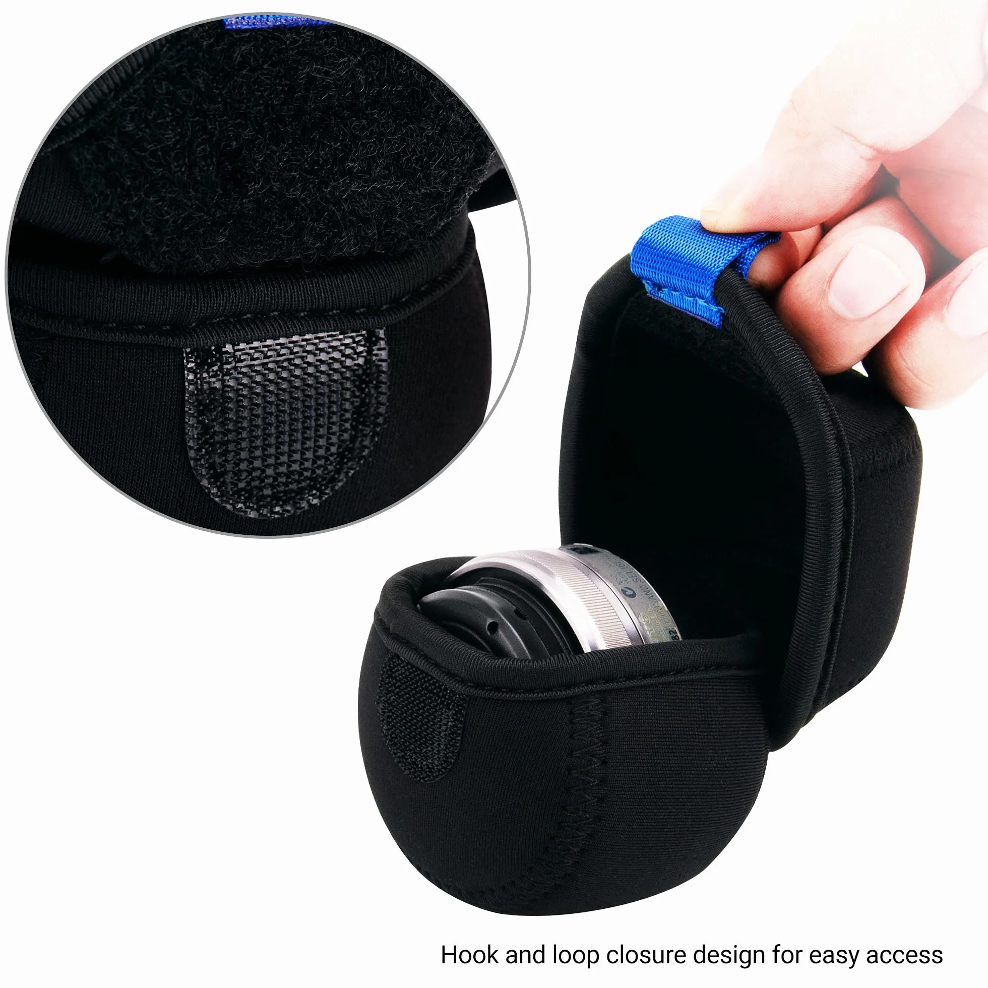 JJC Wodoodporne kieszenie na obiektyw aparatu, miękka torba ochronna na obiektyw aparatu neoprenowego, Czarny, Small Fits Lens ≤ 2.4 x 1.6"(Dia.x L), Kompaktowy