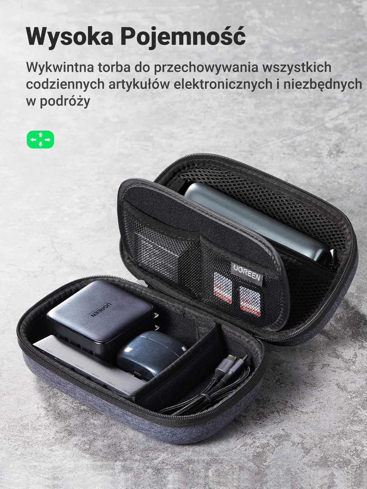 UGREEN Osłona Dysku Twardego Wodoodporna Obudowa do Powerbank Dyski Twarde Akcesoria Mobilne Kable Pendrive'y USB Karty SD