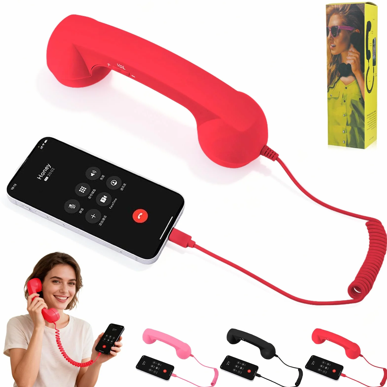 Słuchawka do telefonu retro, 2026 nowa słuchawka telefoniczna typu C w stylu retro, przewodowa, podłączana, ręczny odbiornik telefonu komórkowego z mikrofonem, odpowiednia do mobilnych konferencji