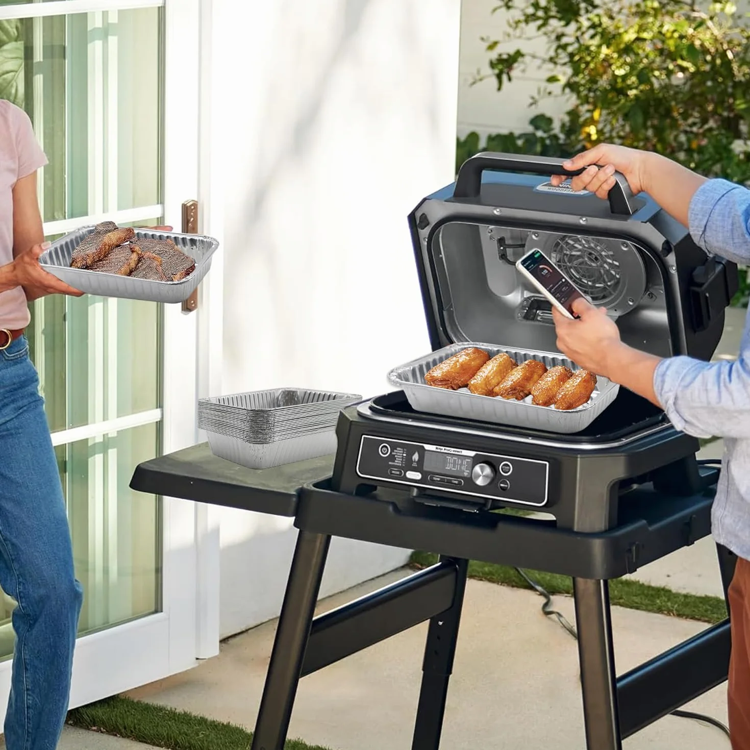 SEAVERRS Wkładki do patelni ociekowej Ninja OG850/OG951 Woodfire Outdoor Grill & Smoker - kompatybilne z seriami OG800 i OG900 - Jednorazowa taca na tłuszcz z folii aluminiowej, srebrna
