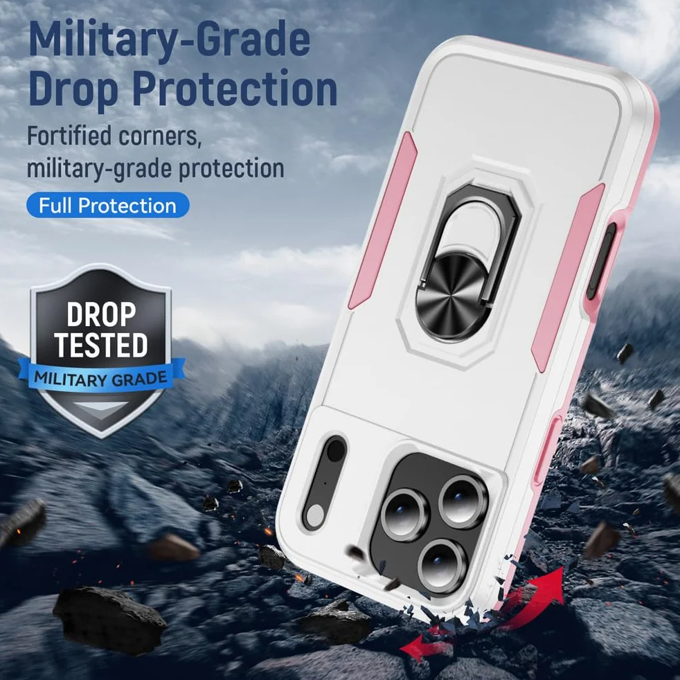 Etui na iPhone 17 Pro Max/17 Pro/17 Air/17, Wstrząsoodporne Etui Ochronne Klasa Wojskowa Uchwyt Na Pierścień, Zielony, 17