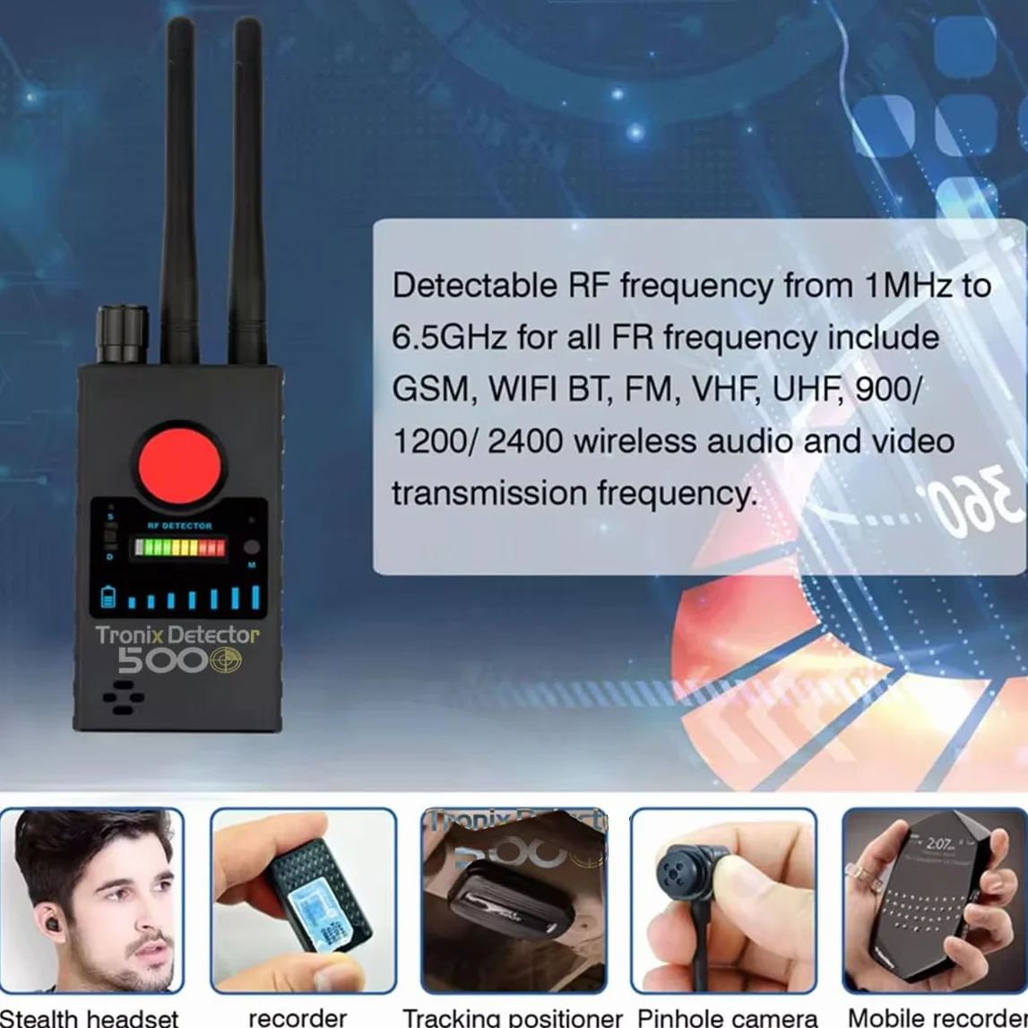 Wydajny skaner wykrywający mikrospy gsm i RF, ukryte kamery, bezprzewodowe urządzenia słuchowe i lokalizatory GPS, łatwy w użyciu profesjonalny podwójny skaner