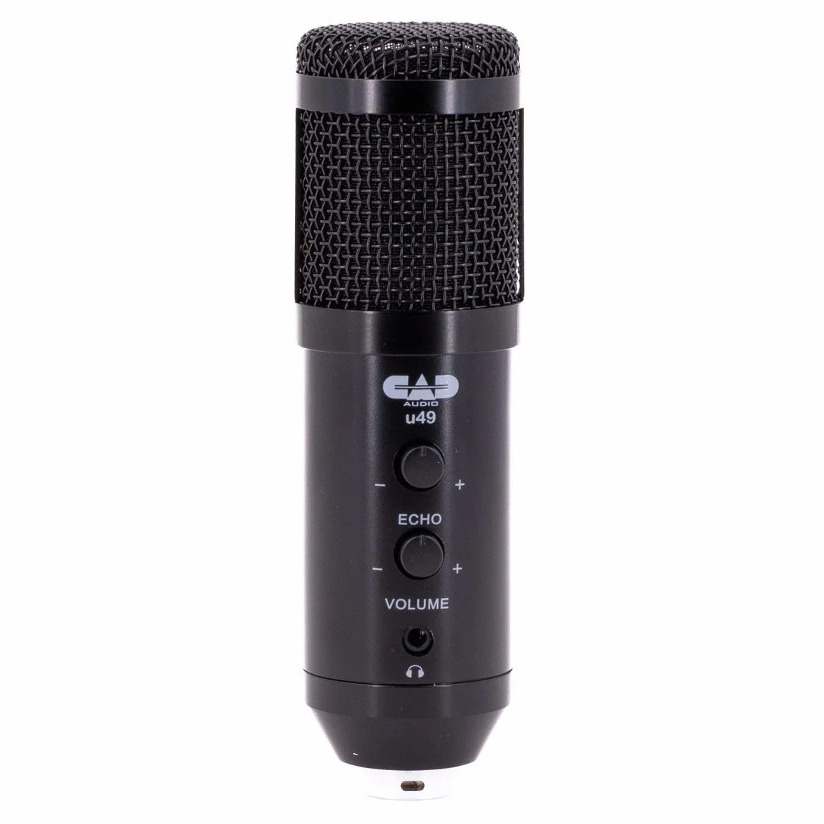 CAD AUDIO, U49 Mikrofon pojemnościowy USB z dużą membraną (charakterystyka: kardioidalny, 20 Hz - 20 kHz, zintegrowany konwerter A/D, do MAC lub PC, w tym: kabel USB, szyba przednia, zacisk i stojak