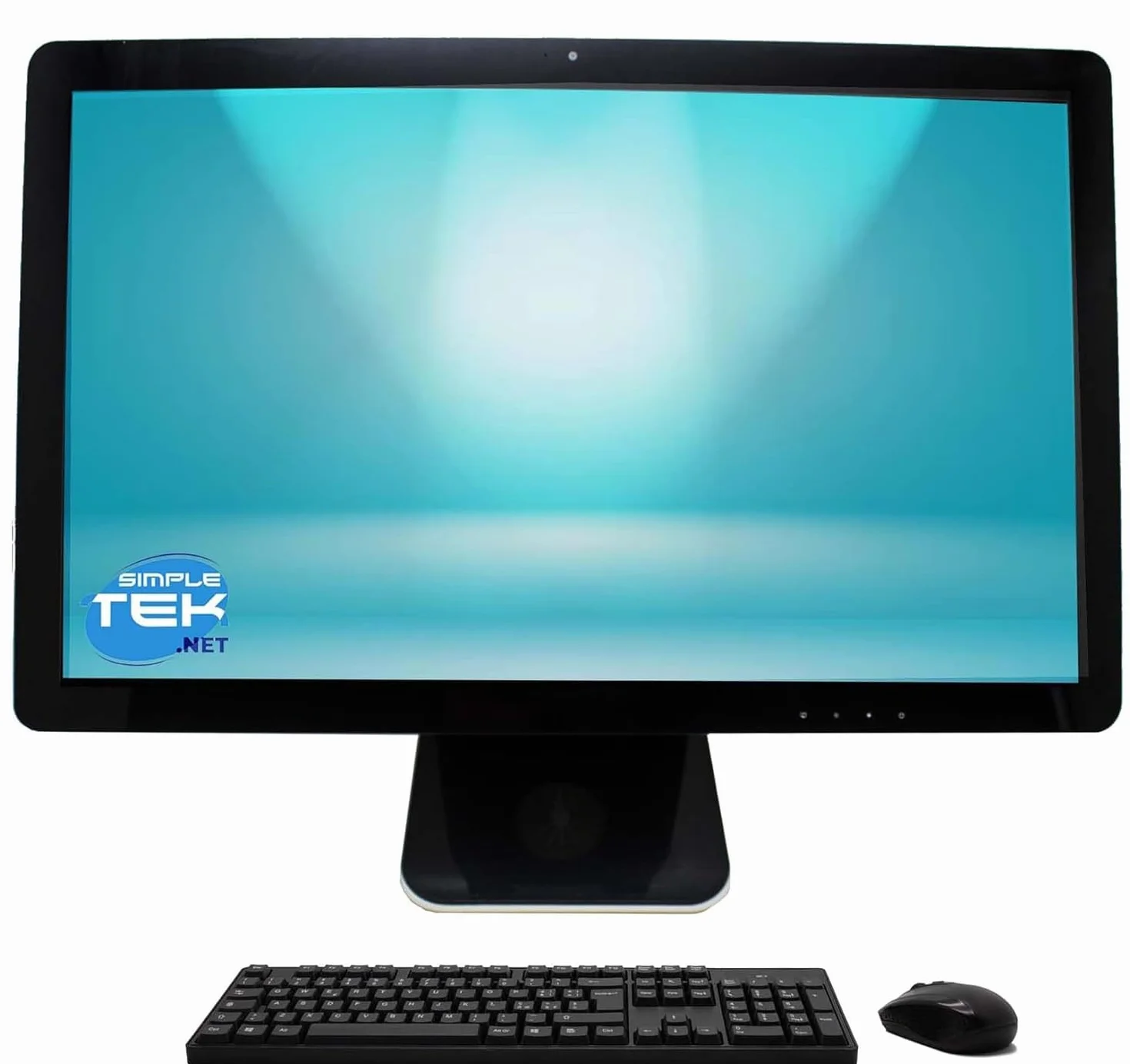 SIMPLETEK All in one PC 23", Full HD i3, 8 GB, 120 GB, Windows 11 Pro AiO, z kamerą internetową i wbudowanymi głośnikami, HDMI i bezprzewodowym zestawem myszy i klawiatury (odnowiony)