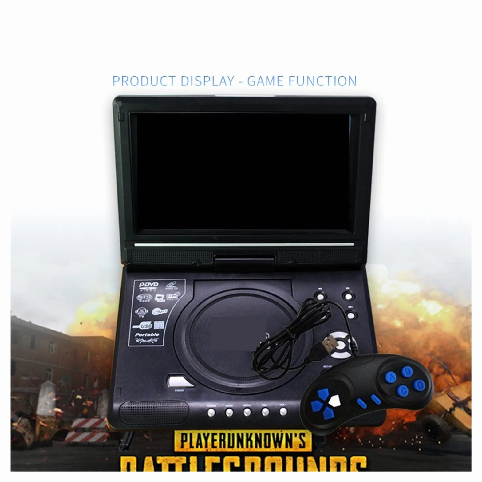 Przenośny odtwarzacz DVD, 9.8 Przenośny odtwarzacz DVD Odtwarzacz wideo HD AV Wejście Wyjście Samochód Mini TV Urządzenie do odtwarzania,for Home,Car(AU Plug)