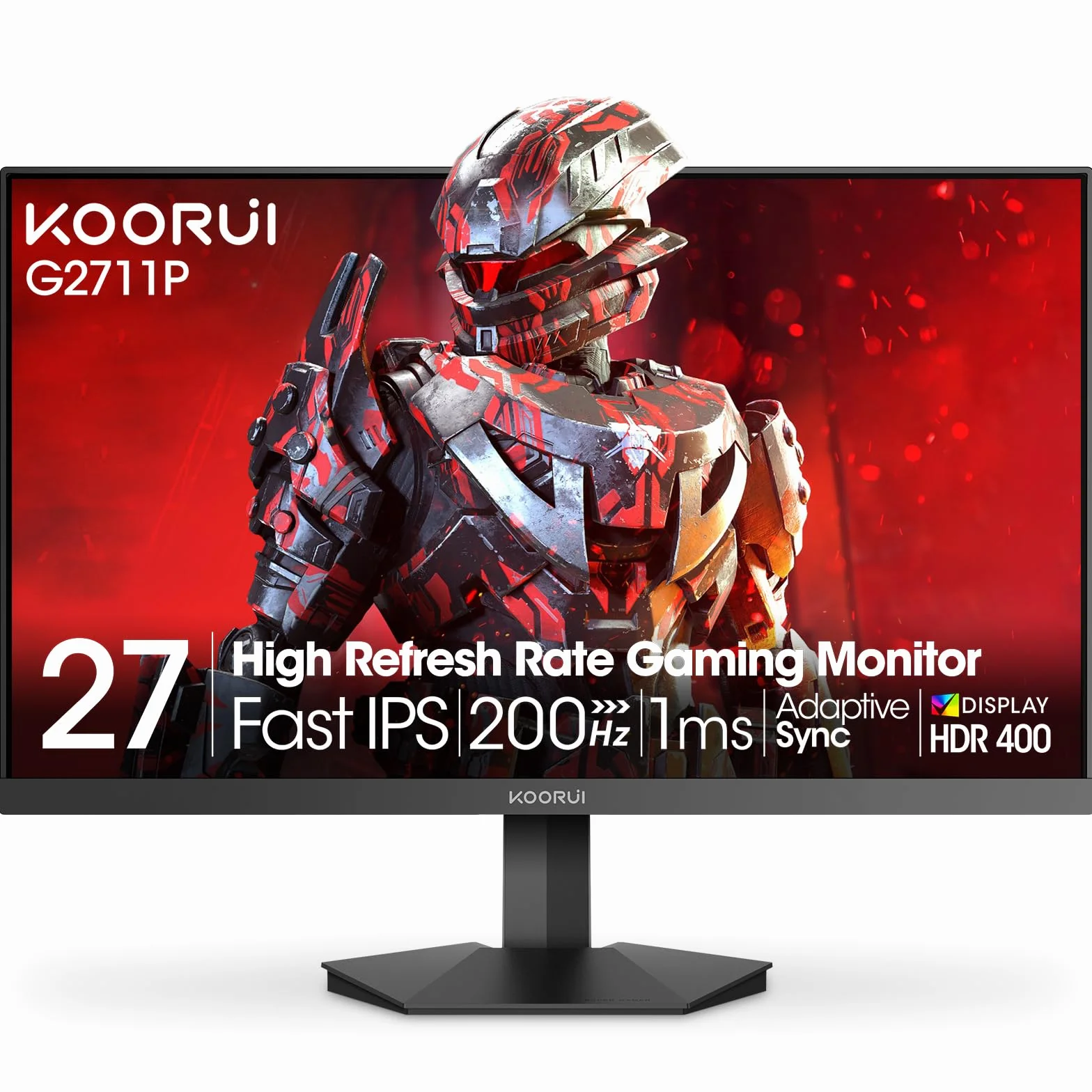 KOORUI G2711P 27 Inch Gaming Monitor,200Hz, IPS, Full-HD 1080P, 1ms, Adaptive Sync, VESA Mountable, HDMI/DP, Low Blue Light, 99% SRGB