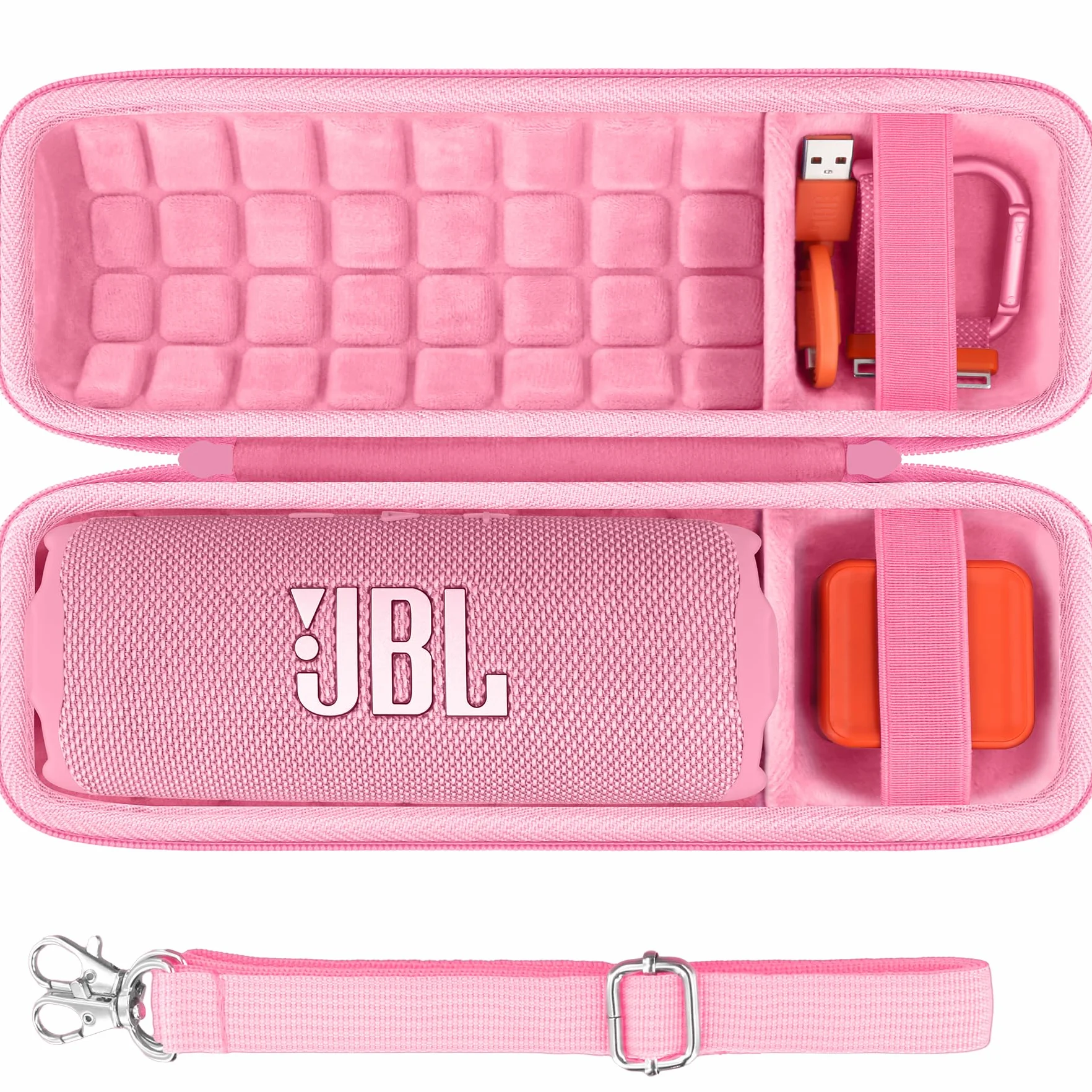 co2CREA Twardy futerał podróżny dla JBL Flip 6 / JBL Flip 5 Przenośny głośnik Bluetooth (tylko pudełko) (Flip 6/5 etui, różowy)