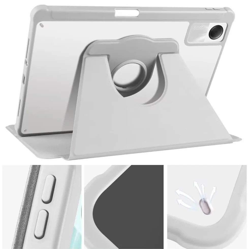 Generic etui kompatybilne z Xiaomi Redmi Pad 2 (kolor: różowy) inteligentne etui obrotowy stojak skórzany silikonowy twardy pokrowiec