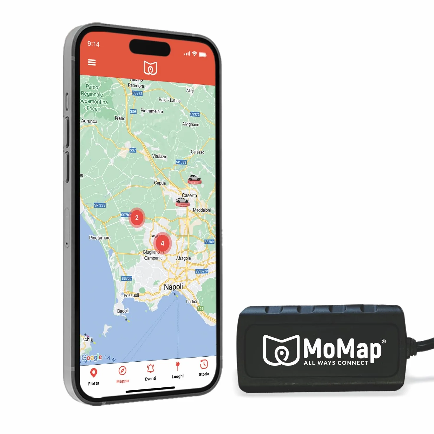 MoMap Start 4G - GPS Tracker do samochodów i motocykli, automatyczne blokowanie rozruchu po 30 sekundach, monitorowanie stanu baterii, 100% włoska aplikacja i obsługa klienta w 100% włoski